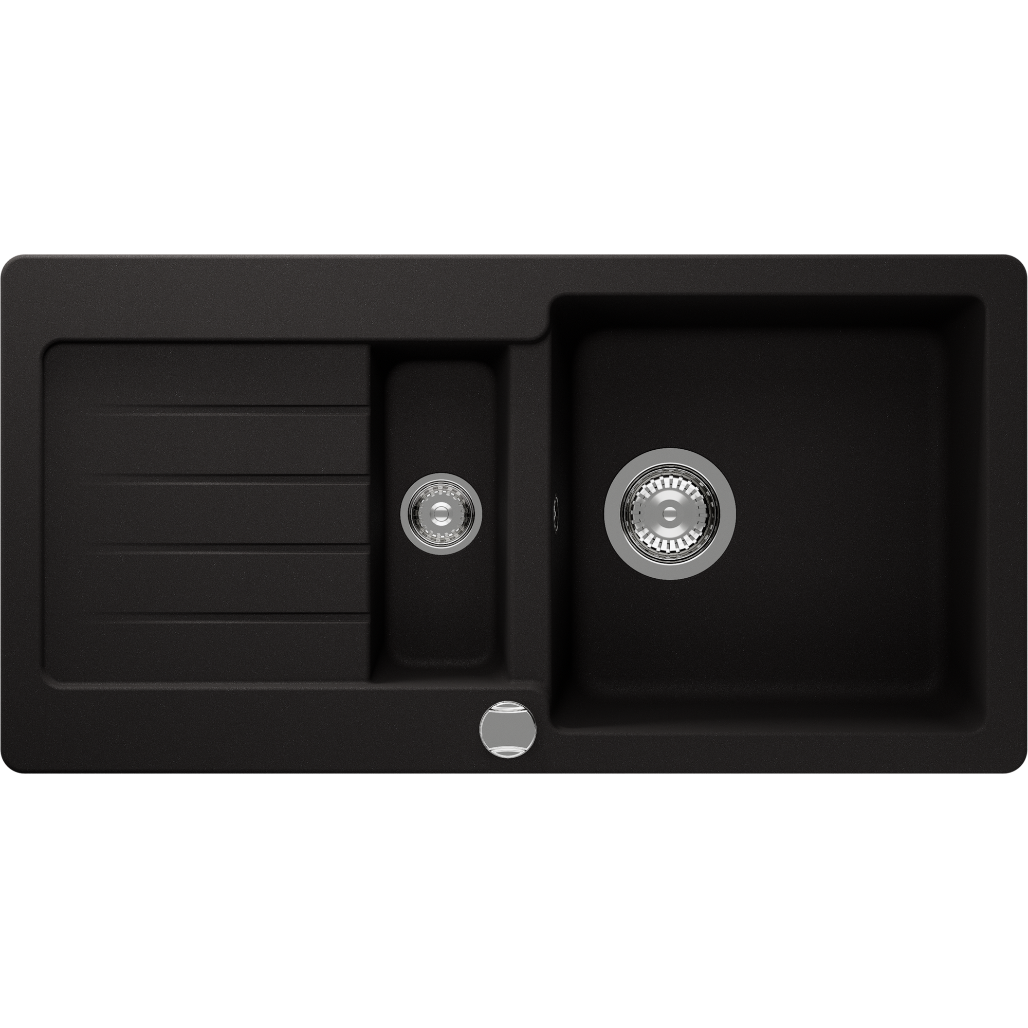 Einbauspüle 'Fleur' Quarzkomposit schwarz 860 x 435 mm