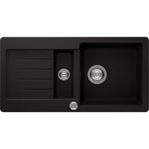 Einbauspüle 'Fleur' Quarzkomposit schwarz 860 x 435 mm