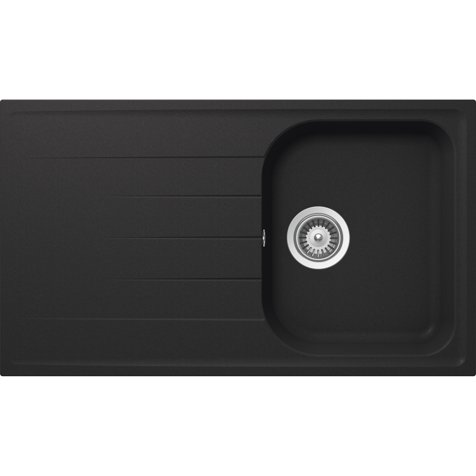Einbauspüle 'Estia' Quarzkomposit schwarz 860 x 500 mm
