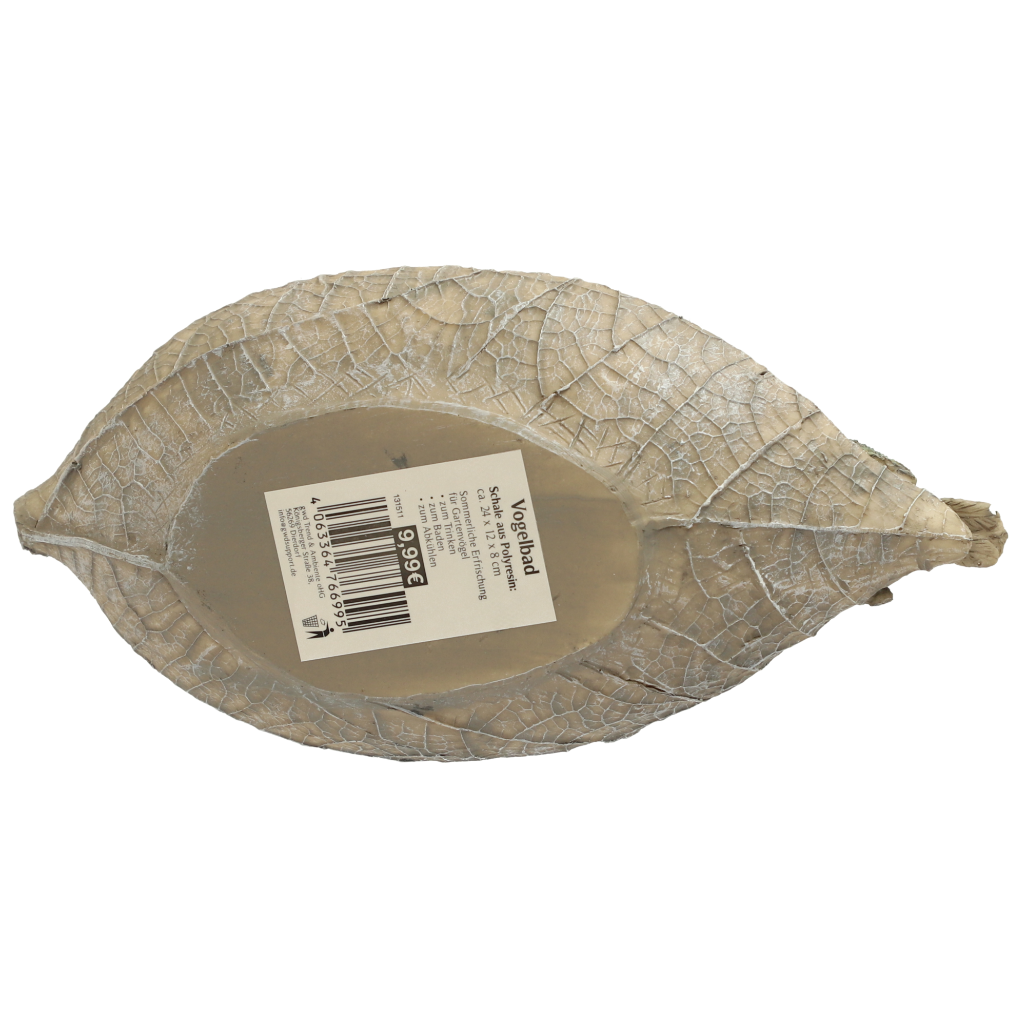 Vogelbad grau 12 cm Blatt