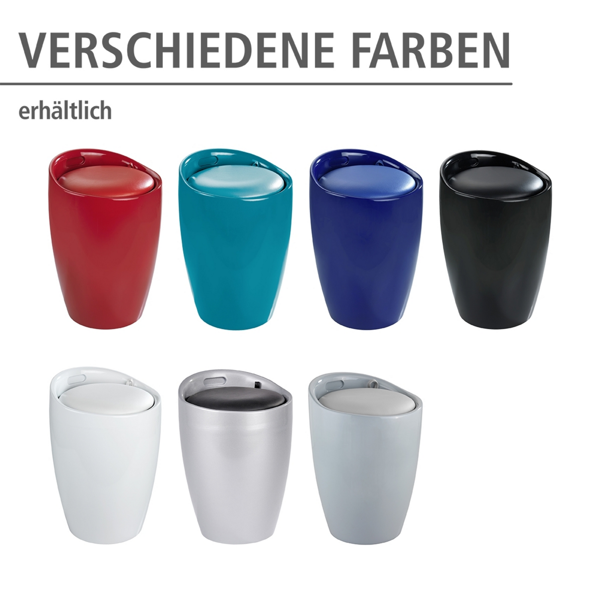 Badhocker mit Wäschesack 'Candy' petrol Ø 36 x 50,5 cm