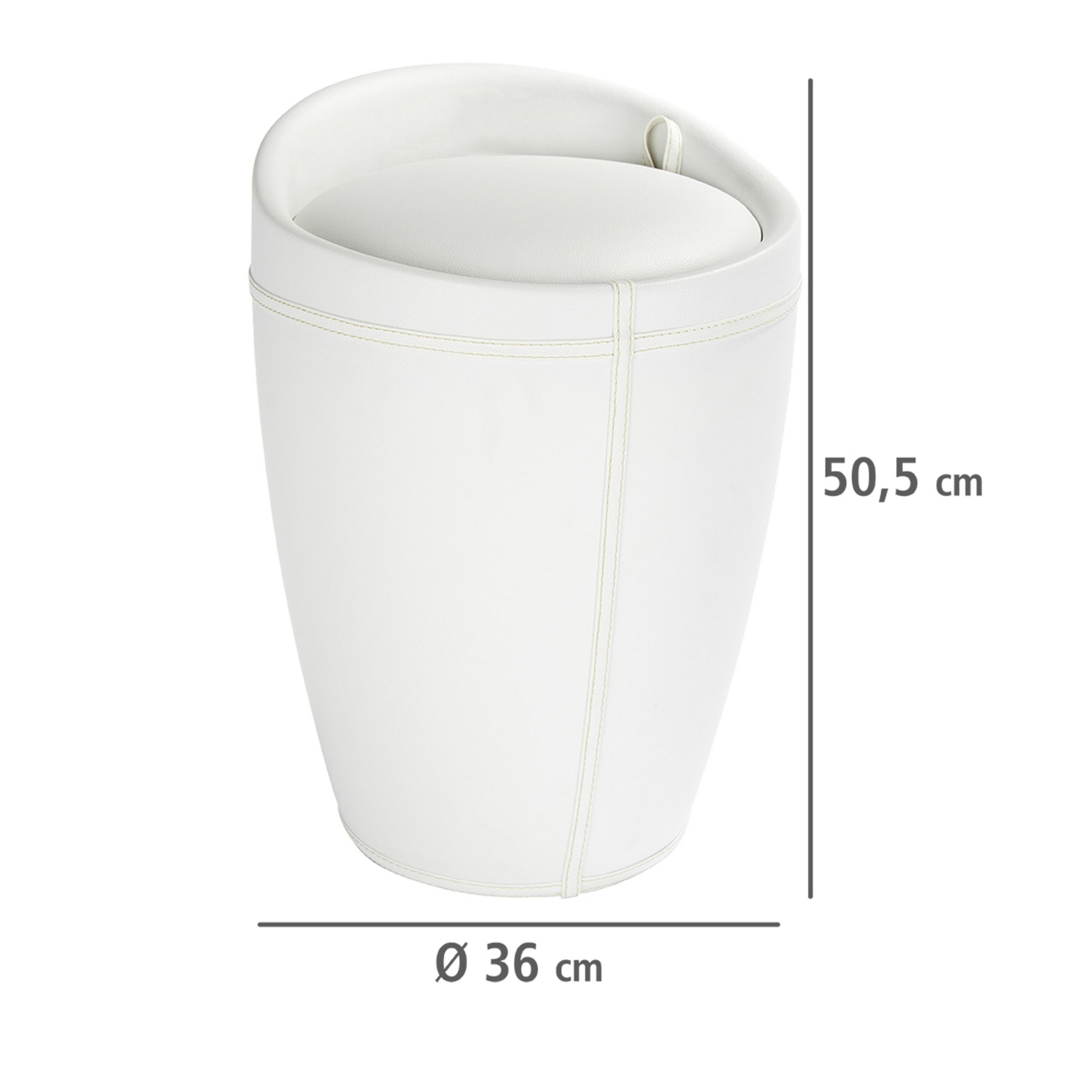 Badhocker mit Wäschesack 'Candy' weiß Ø 36 x 50,5 cm