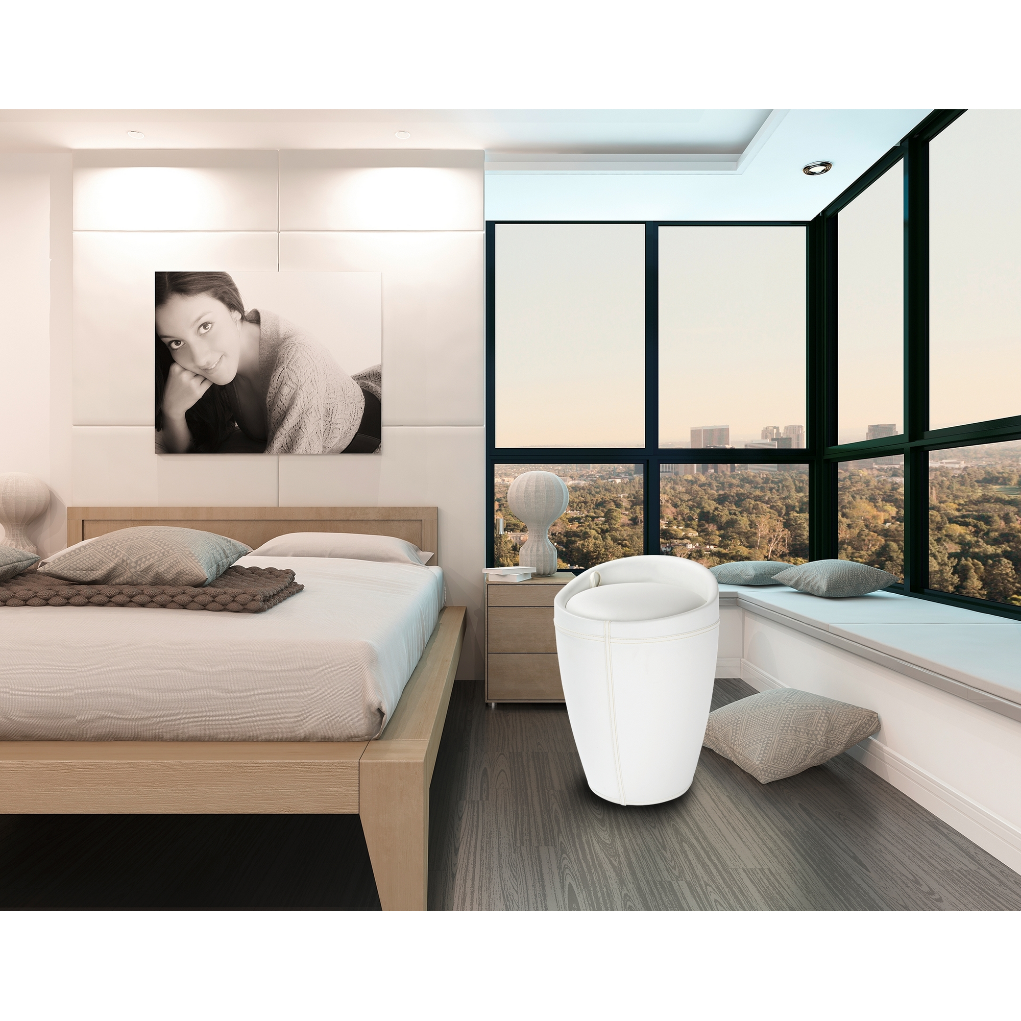 Badhocker mit Wäschesack 'Candy' weiß Ø 36 x 50,5 cm