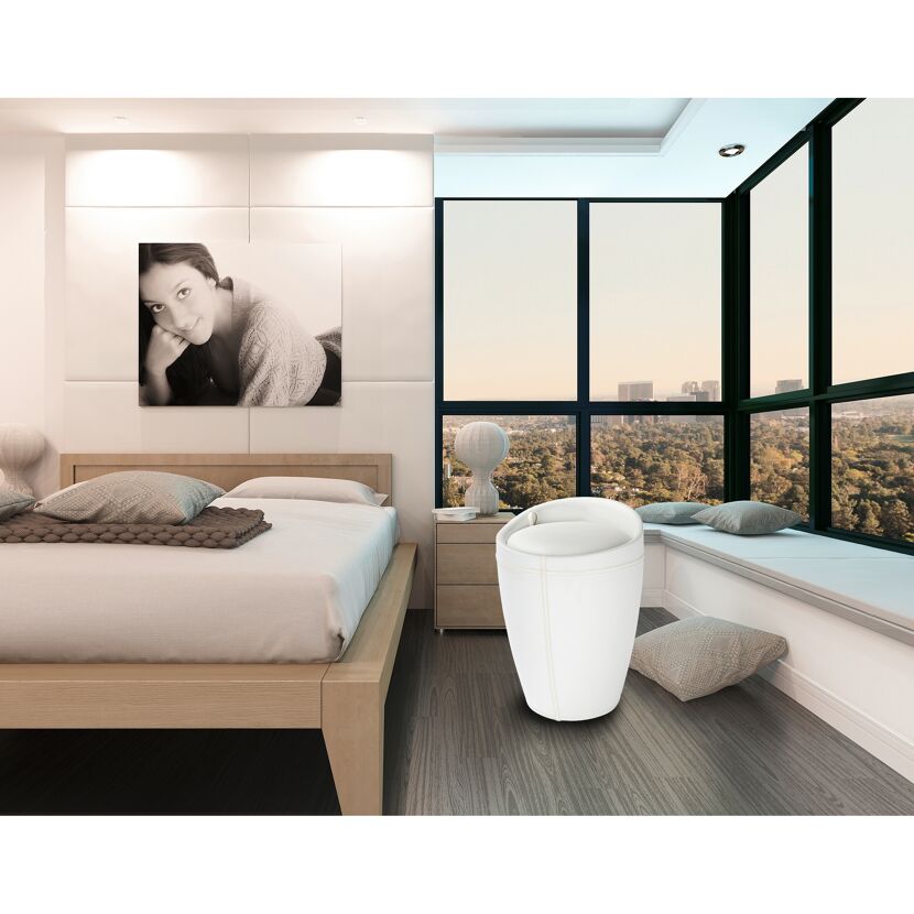 Badhocker mit Wäschesack 'Candy' weiß Ø 36 x 50,5 cm
