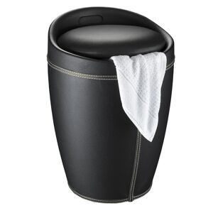 Badhocker mit Wäschesack 'Candy' schwarz Ø 36 x 50,5 cm