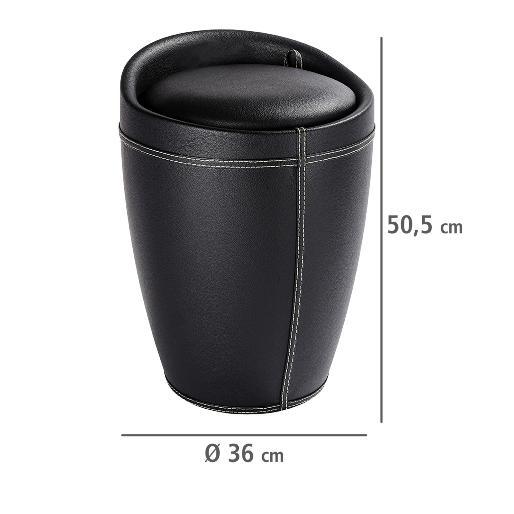 Badhocker mit Wäschesack 'Candy' schwarz Ø 36 x 50,5 cm