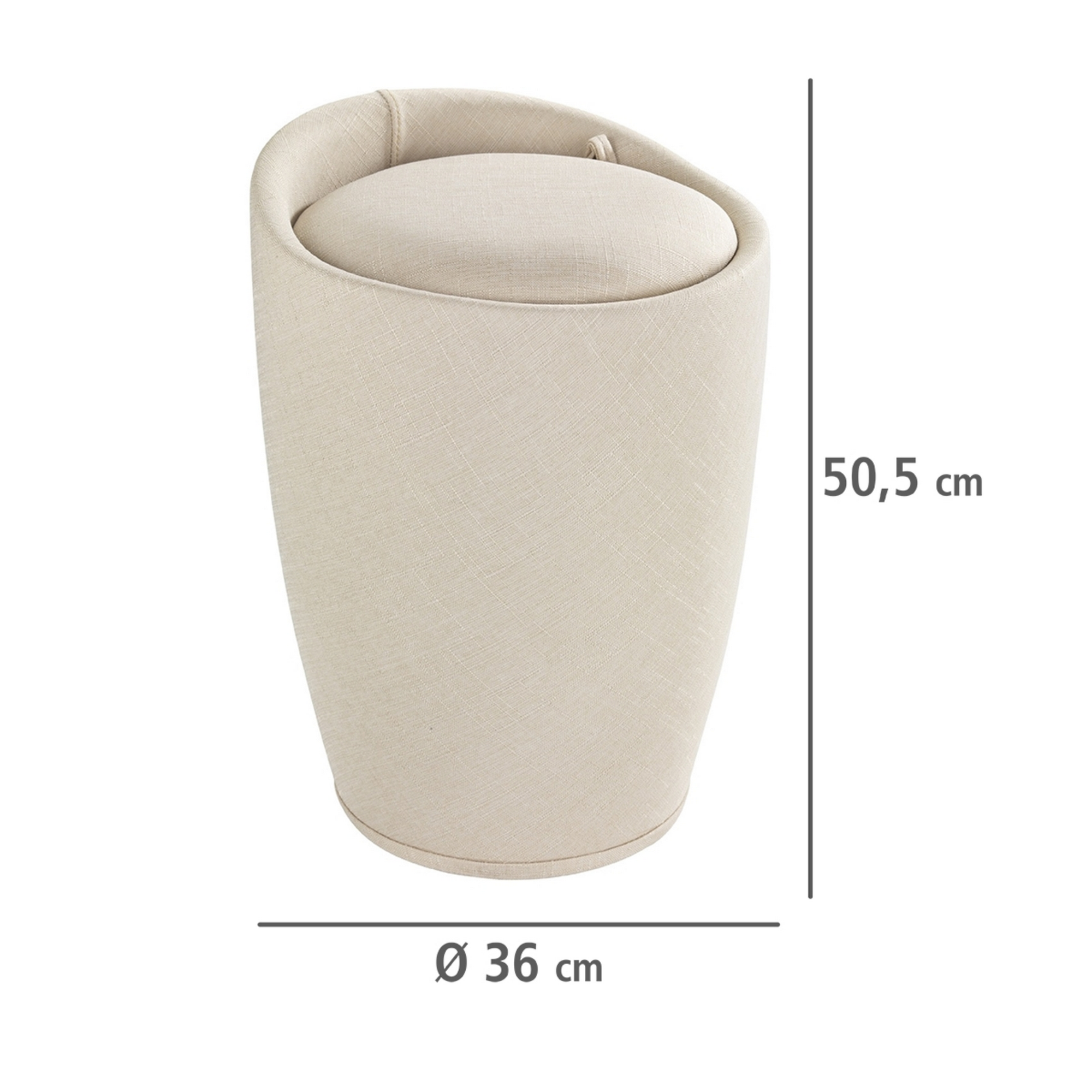 Badhocker mit Wäschesack 'Candy' beige Ø 36 x 50,5 cm