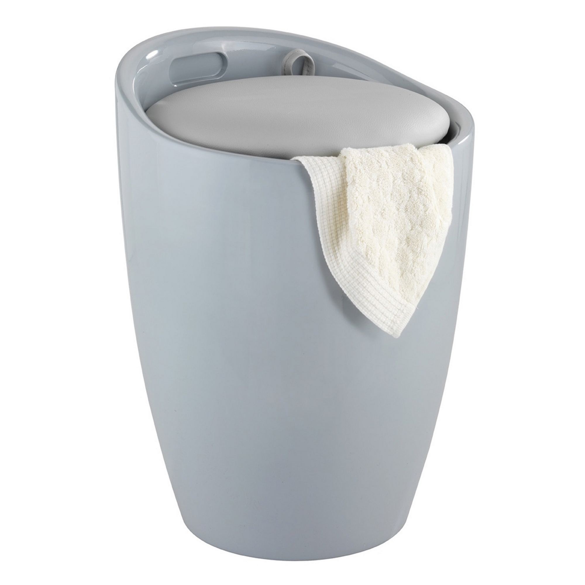 Badhocker mit Wäschesack 'Candy' hellgrau Ø 36 x 50,5 cm