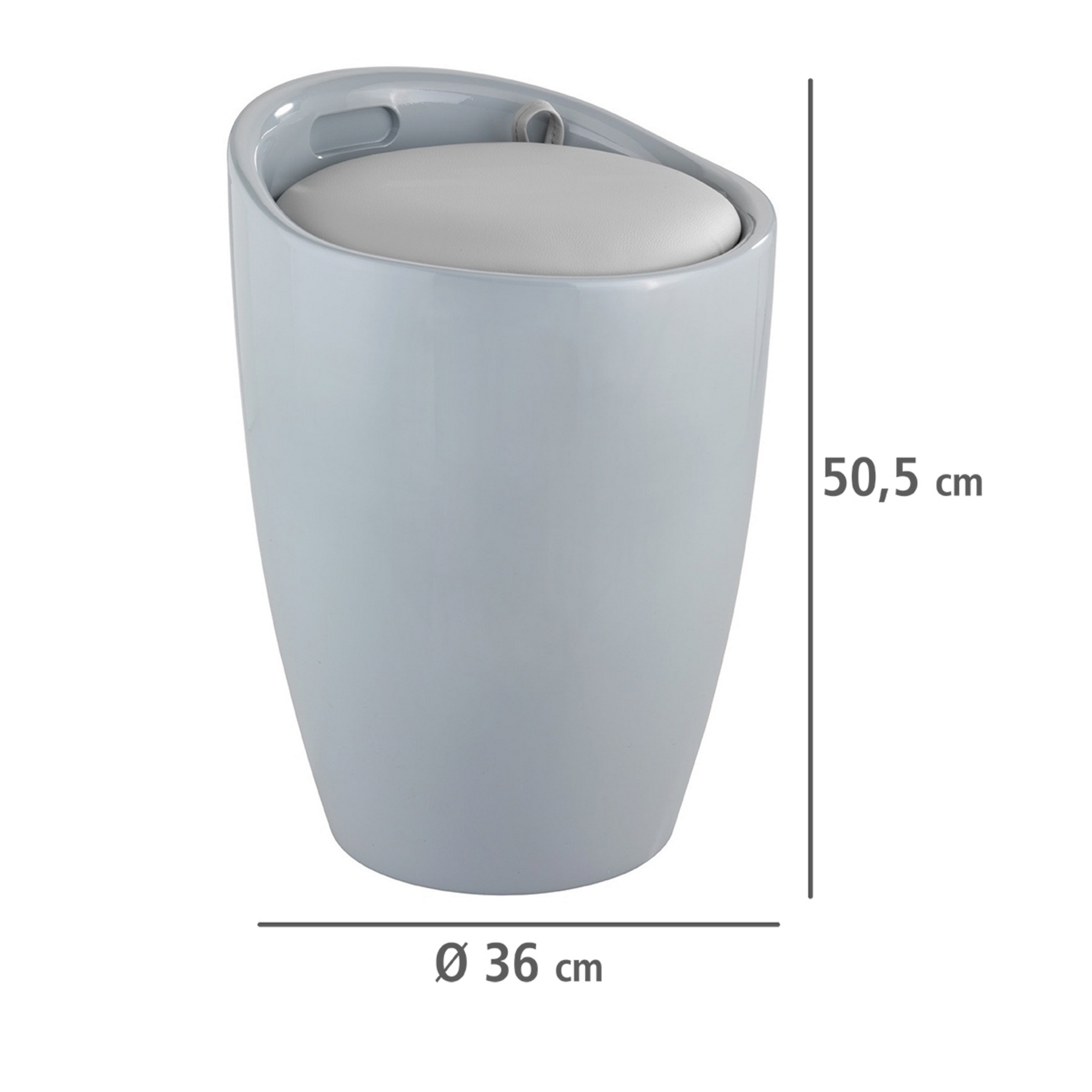 Badhocker mit Wäschesack 'Candy' hellgrau Ø 36 x 50,5 cm