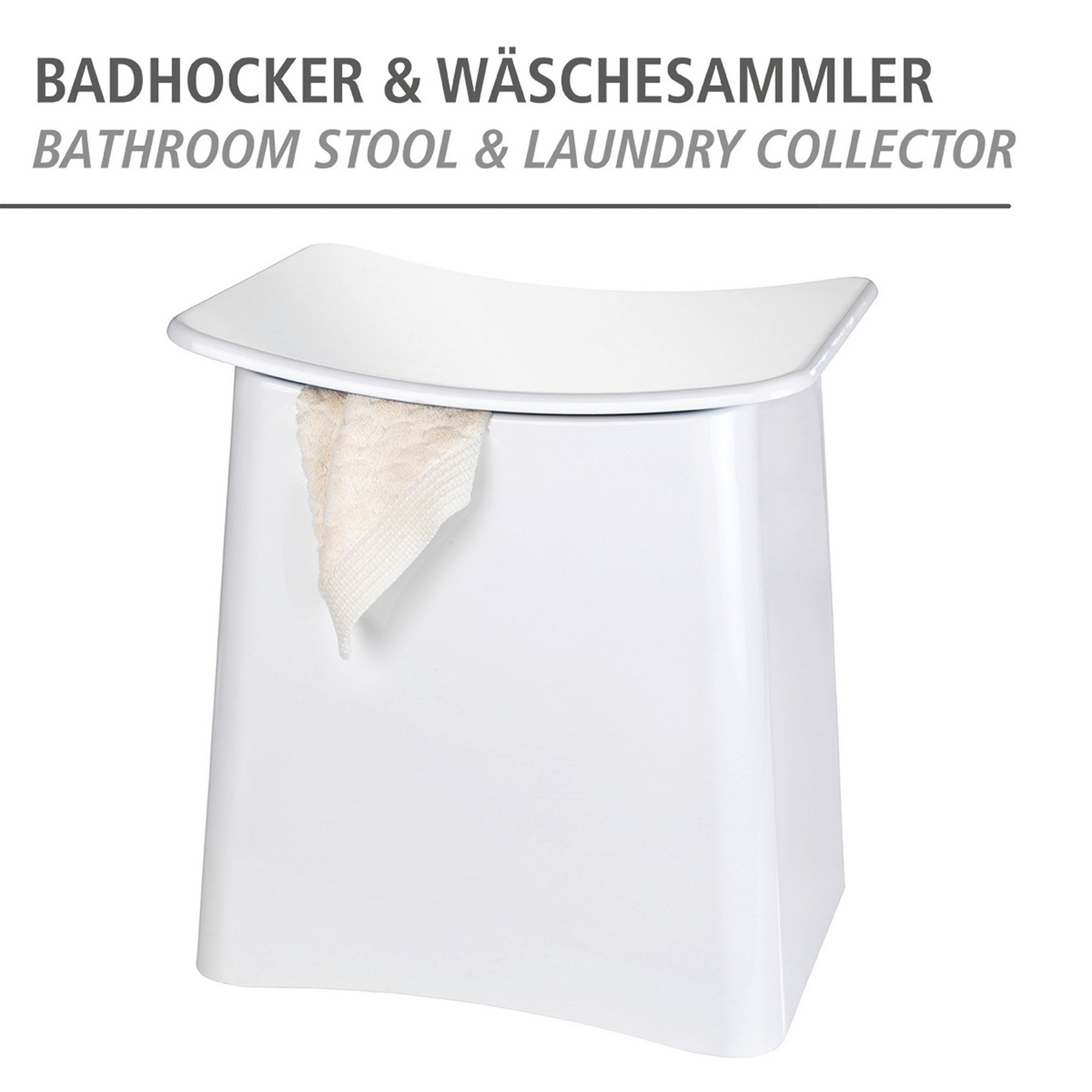Badhocker mit Wäschesack 'Wing' weiß 45 x 48 x 33 cm