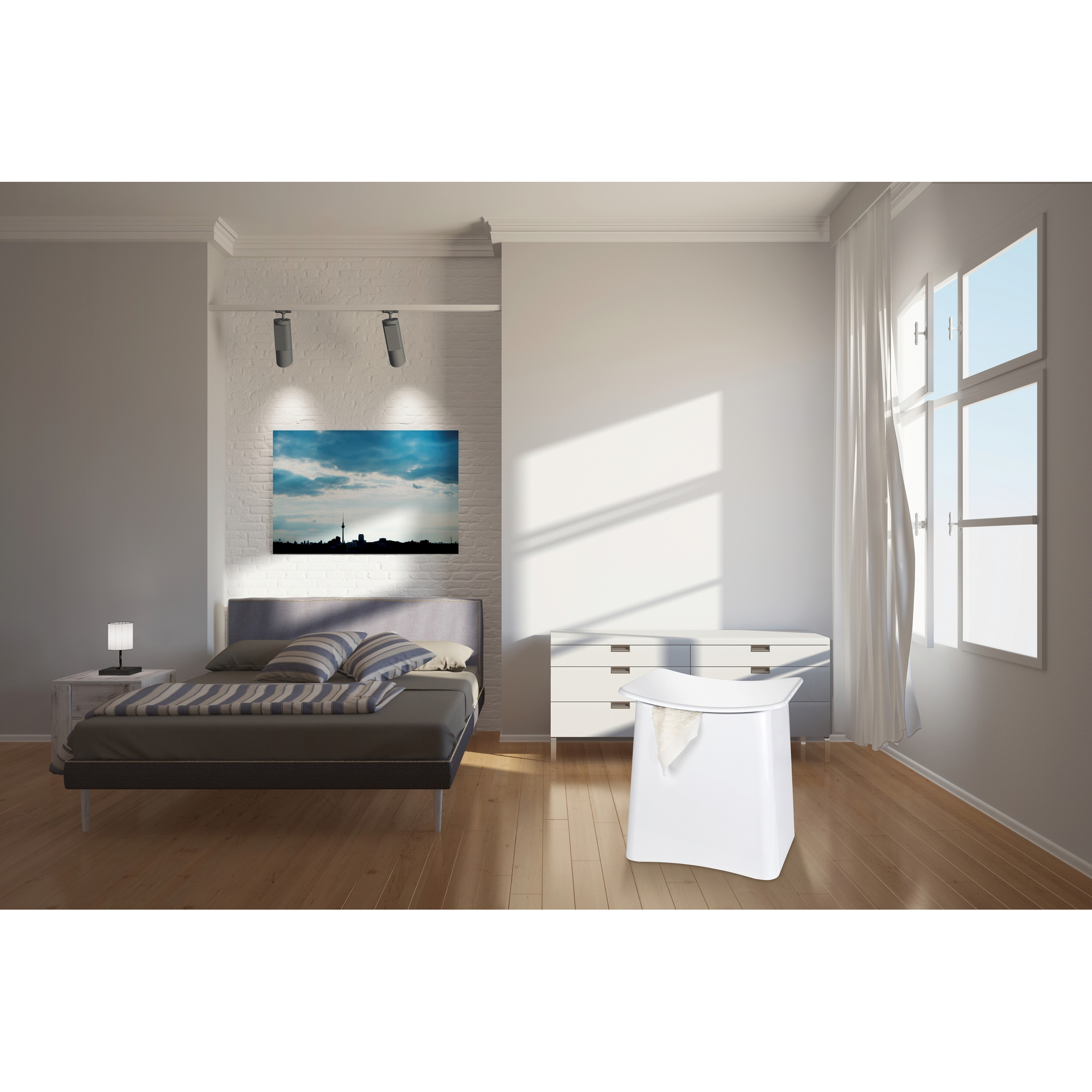 Badhocker mit Wäschesack 'Wing' weiß 45 x 48 x 33 cm