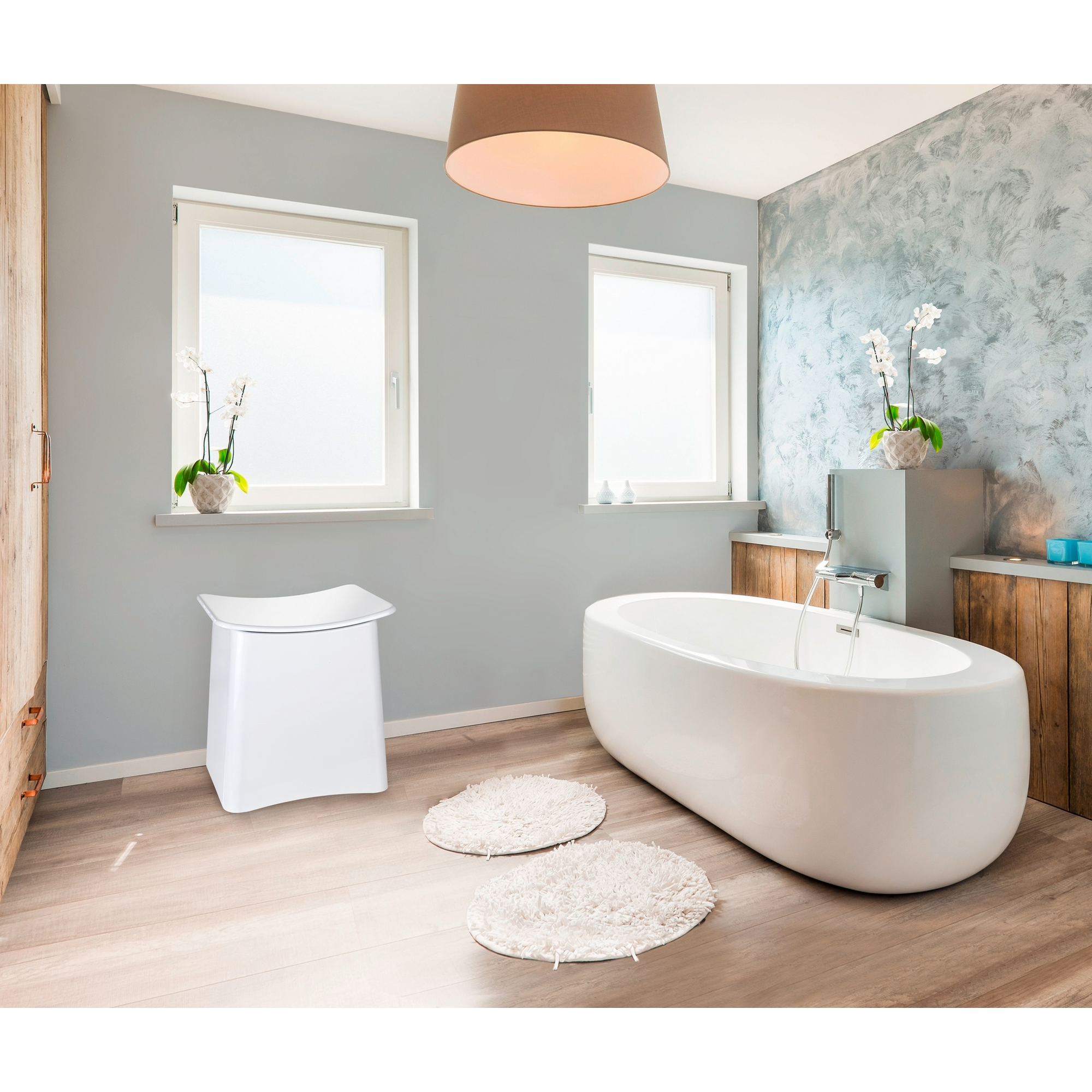 Badhocker mit Wäschesack 'Wing' weiß 45 x 48 x 33 cm