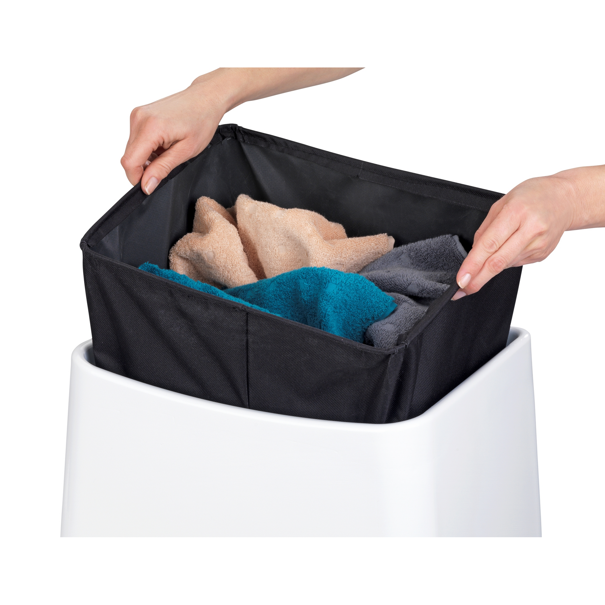 Badhocker mit Wäschesack 'Wing' weiß 45 x 48 x 33 cm