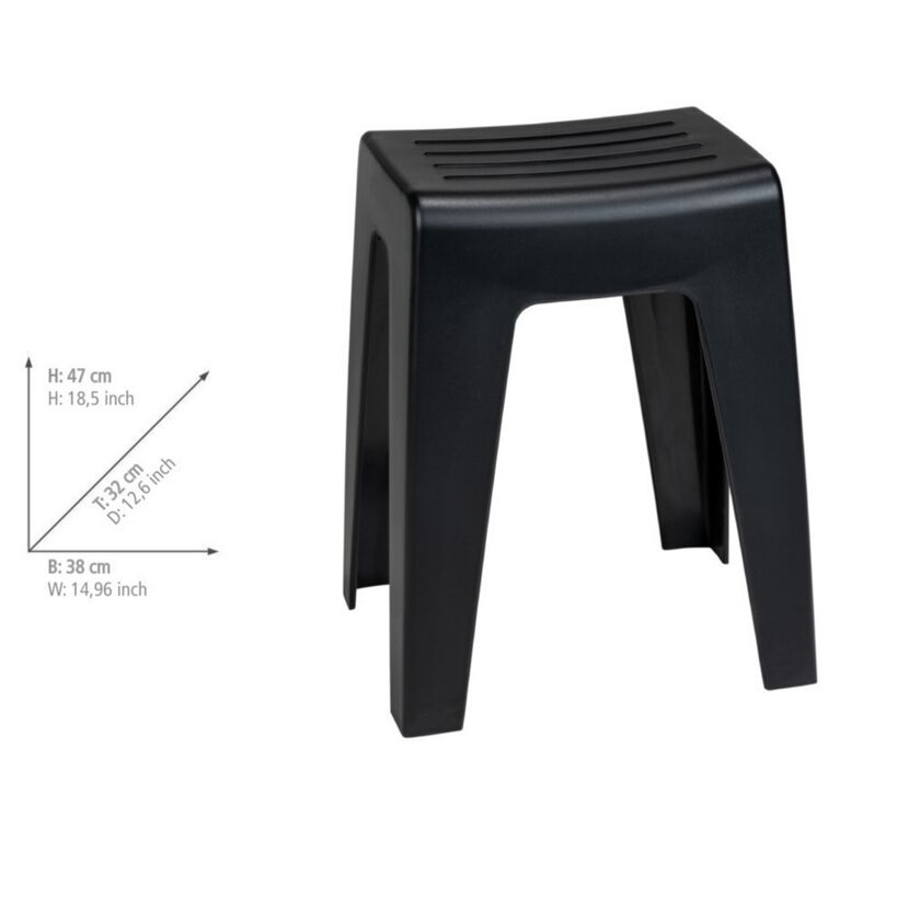 Badhocker 'Kumba' Kunststoff schwarz 38 x 47 x 32 cm