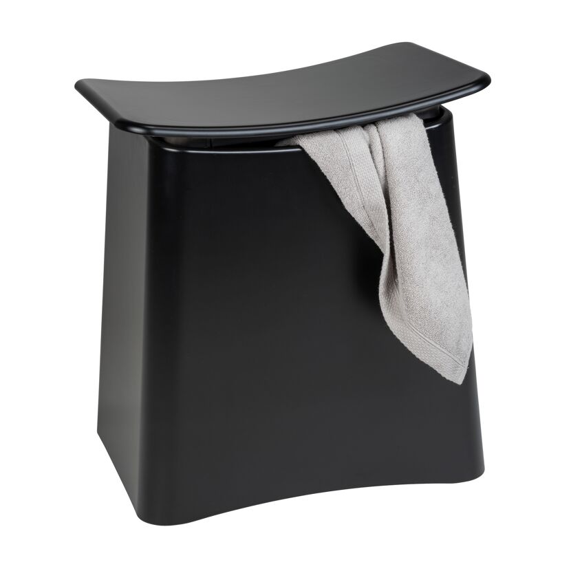 Badhocker mit Wäschesack 'Wing' schwarz 45 x 48 x 33 cm