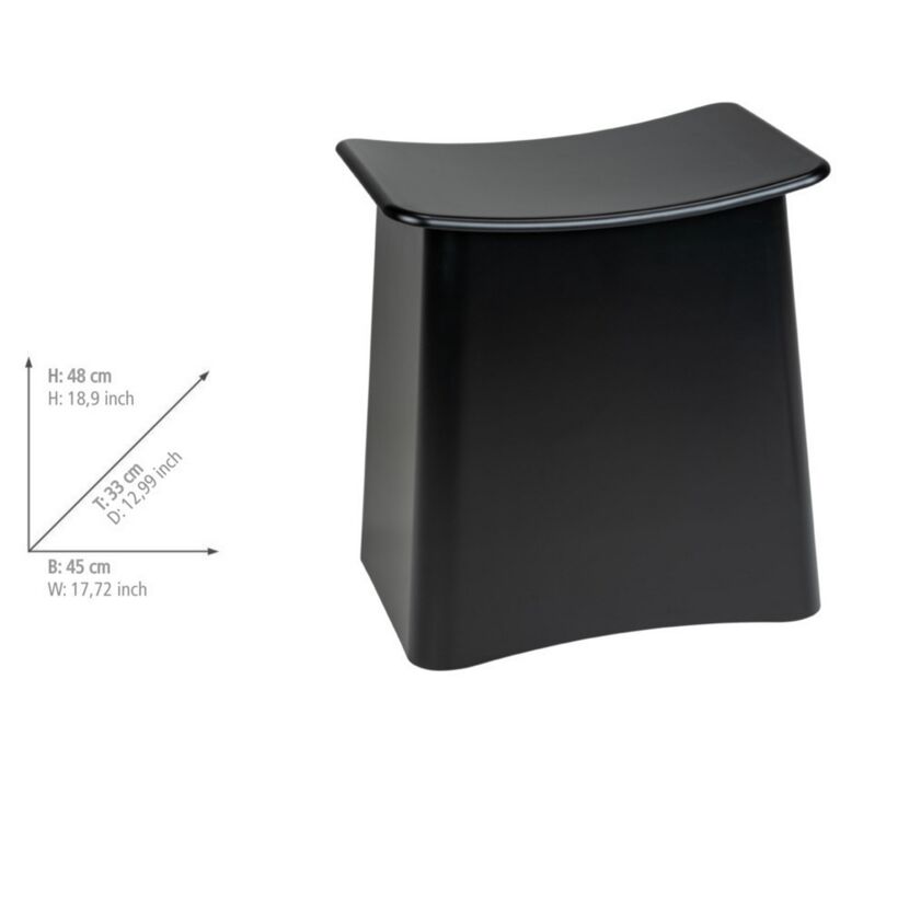 Badhocker mit Wäschesack 'Wing' schwarz 45 x 48 x 33 cm