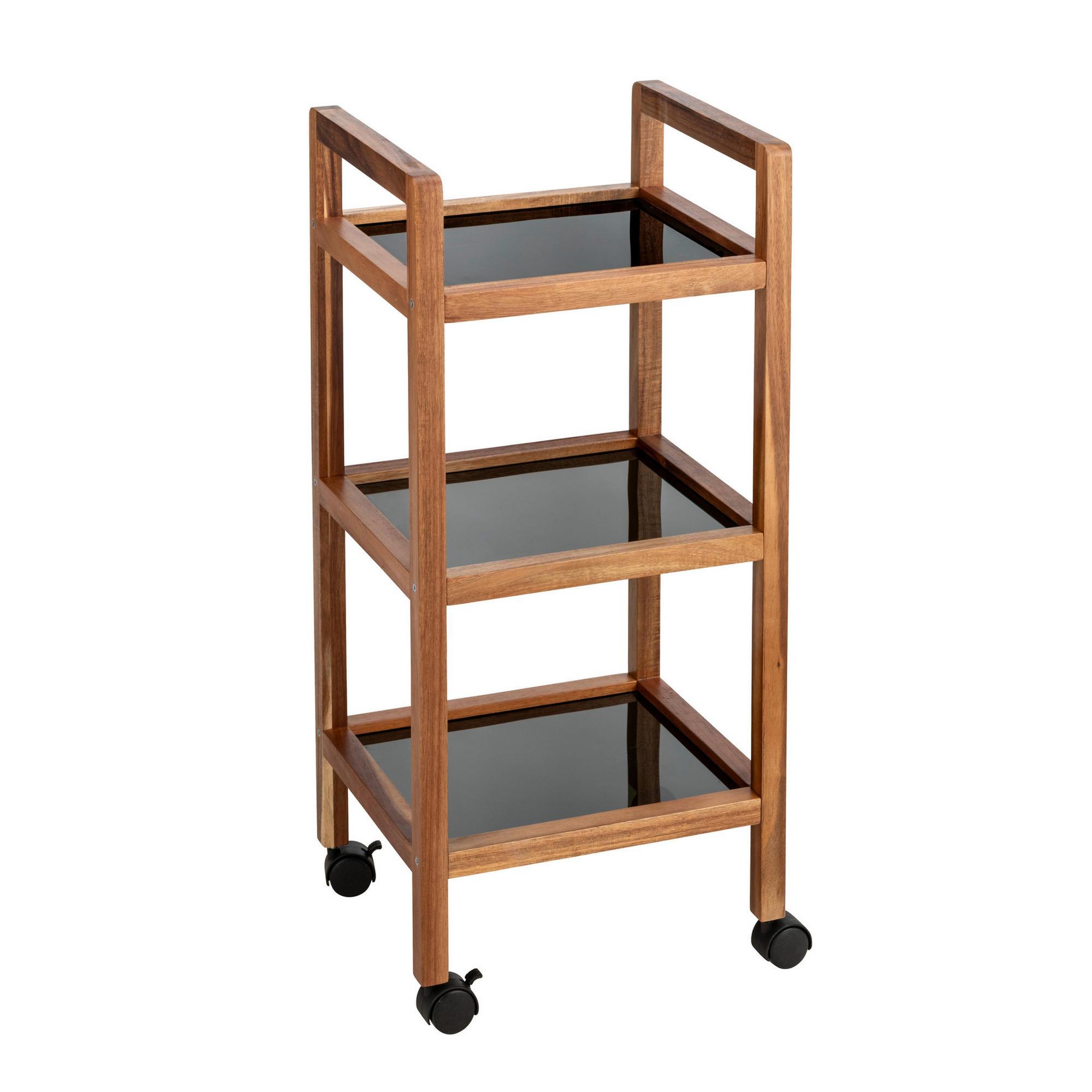 Regal 'Fondi' Akazienholz braun, schwarz 35 x 76,5 x 31 cm