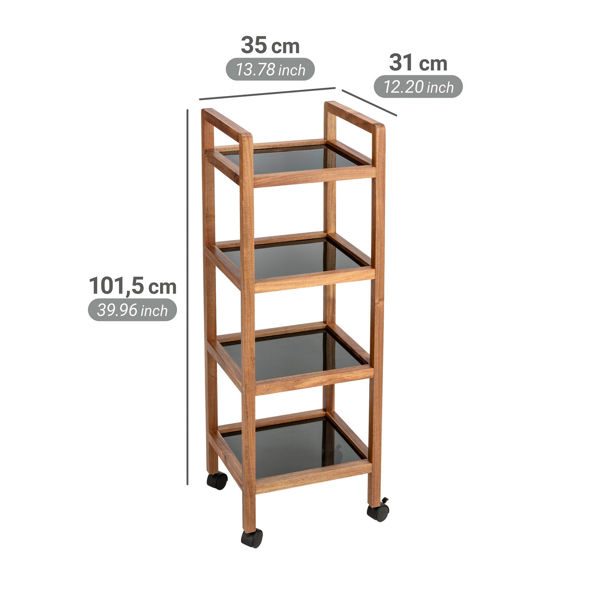 Regal 'Fondi' Akazienholz braun, schwarz 35 x 101,5 x 31 cm
