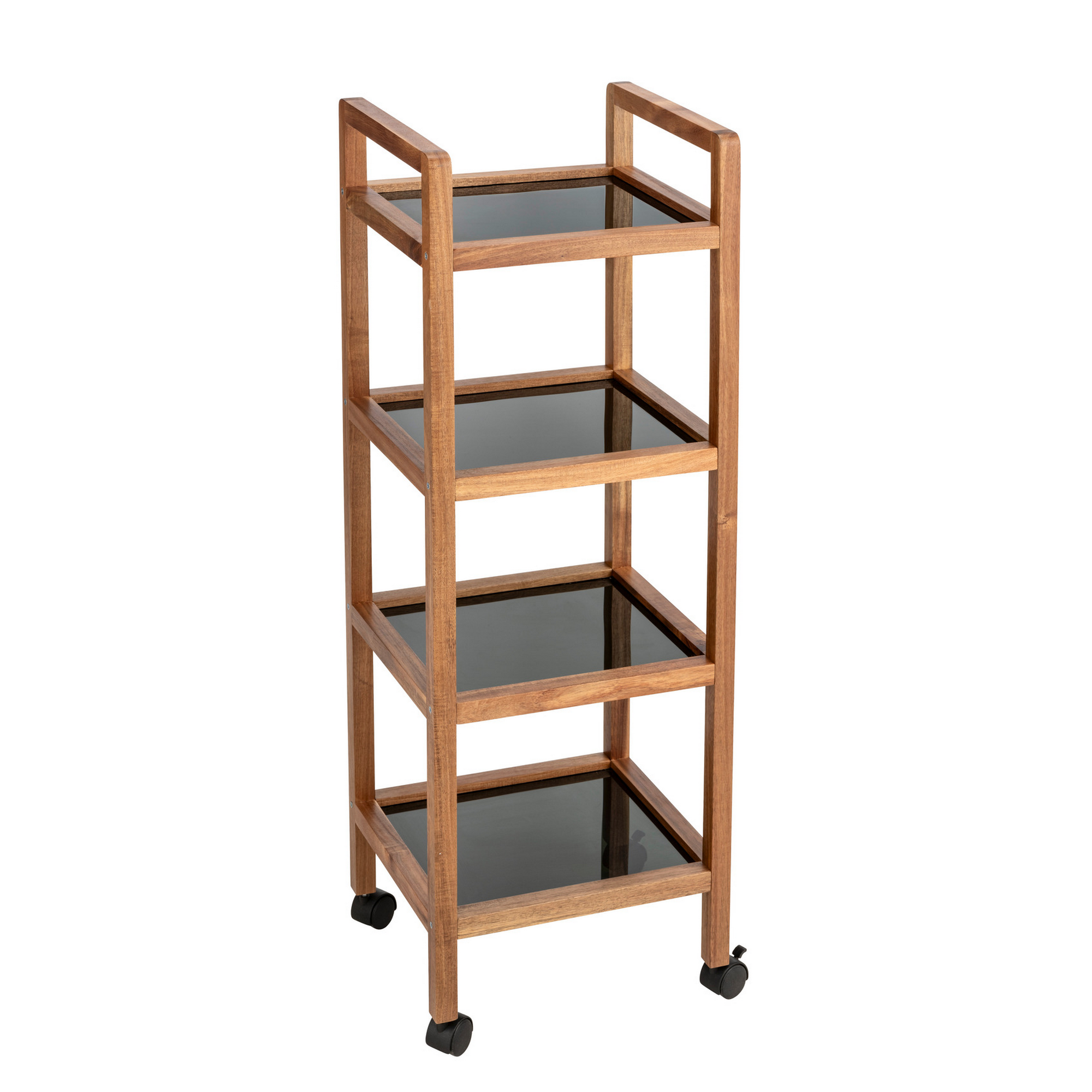 Regal 'Fondi' Akazienholz braun, schwarz 35 x 101,5 x 31 cm