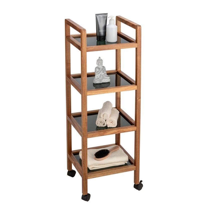 Regal 'Fondi' Akazienholz braun, schwarz 35 x 101,5 x 31 cm