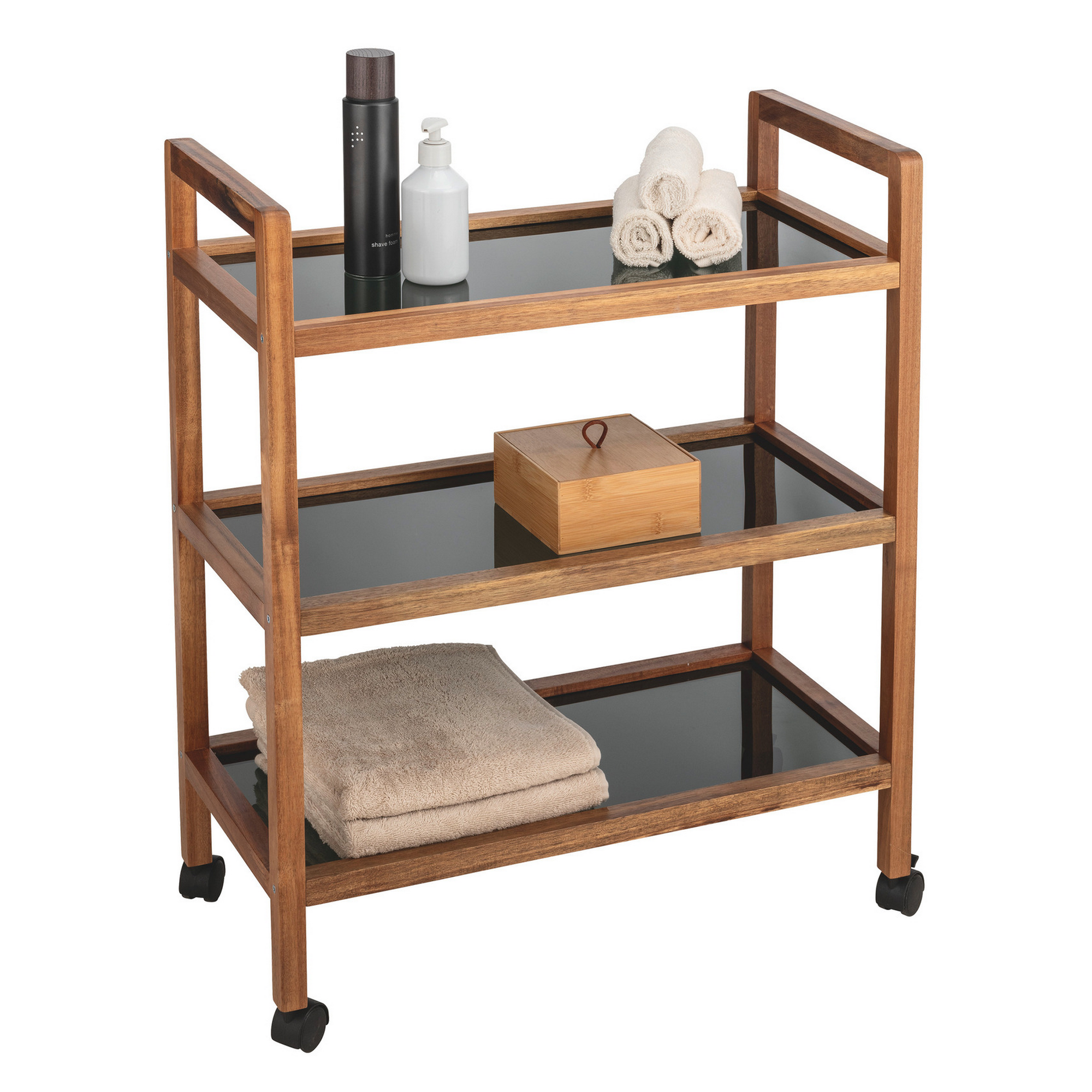 Badregal 'Fondi' Akazienholz braun 65 x 76,5 x 31 cm