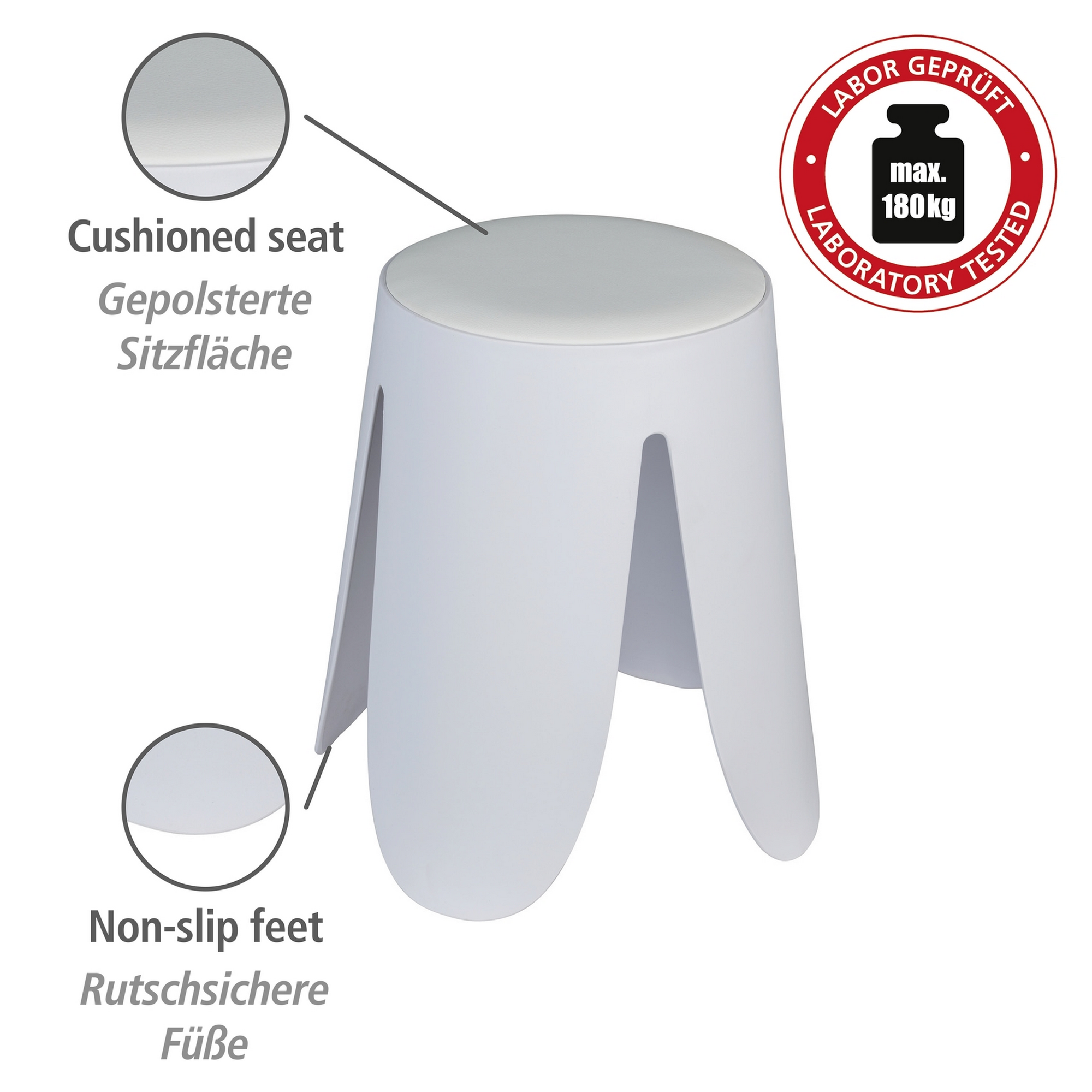 Badhocker 'Comiso' Kunststoff weiß matt Ø 44 x 46 cm