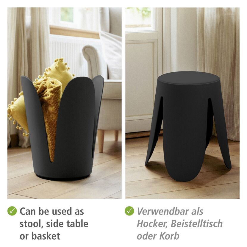 Badhocker 'Comiso' Kunststoff schwarz matt Ø 44 x 46 cm