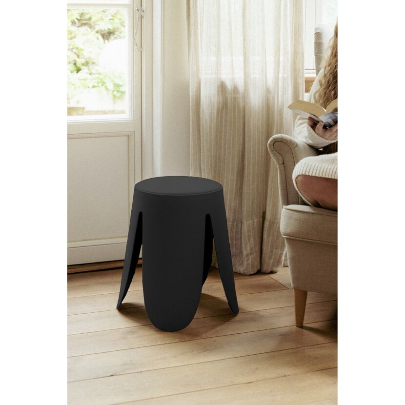 Badhocker 'Comiso' Kunststoff schwarz matt Ø 44 x 46 cm