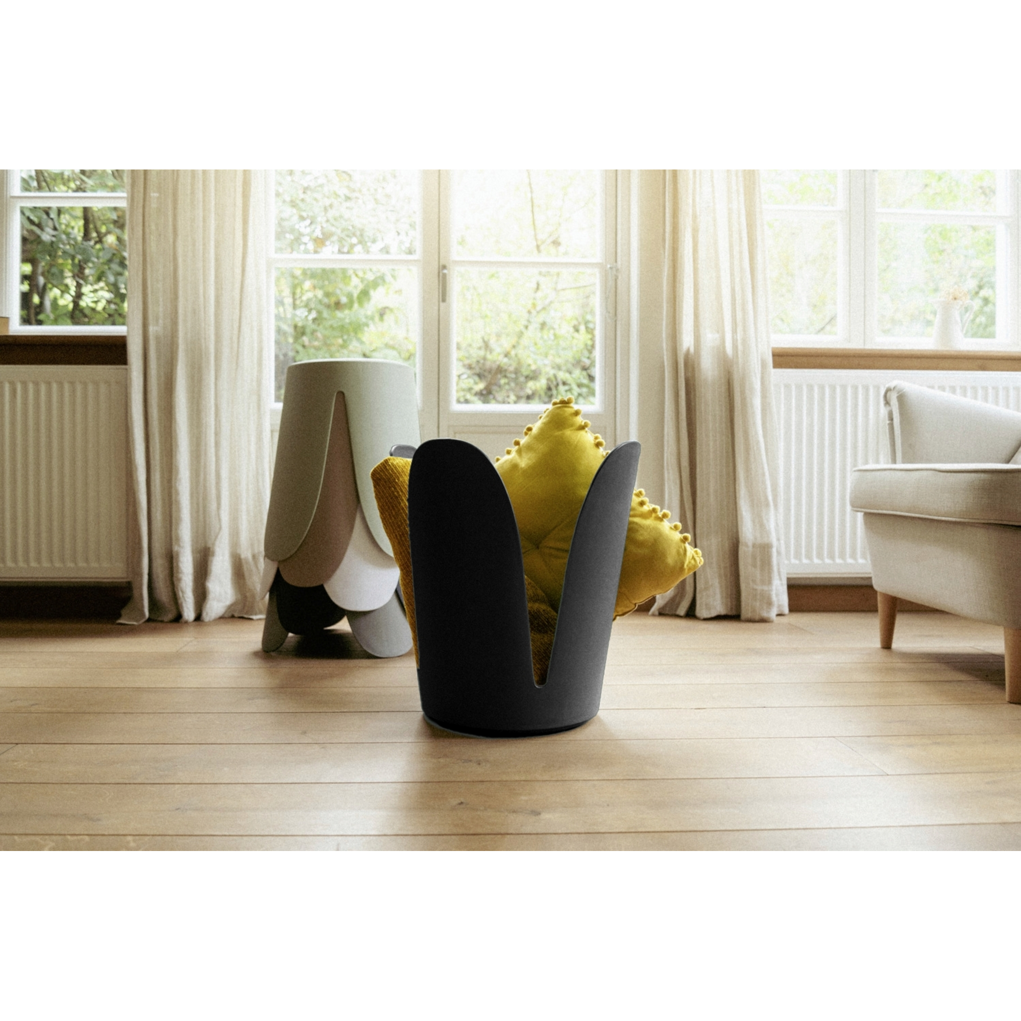 Badhocker 'Comiso' Kunststoff schwarz matt Ø 44 x 46 cm