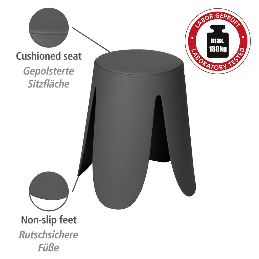 Badhocker 'Comiso' Kunststoff anthrazit matt Ø 44 x 46 cm