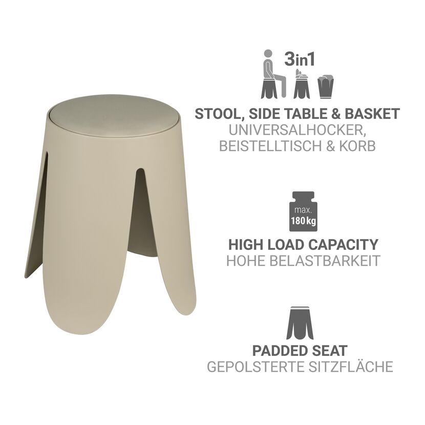 Badhocker 'Comiso' Kunststoff beige matt Ø 44 x 46 cm