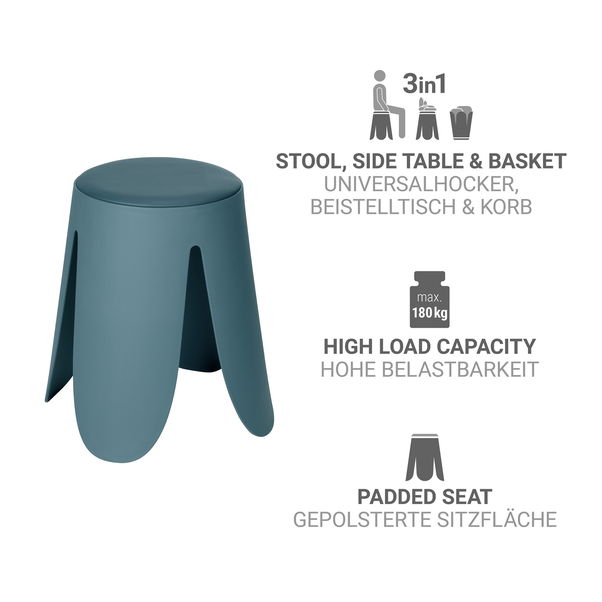 Badhocker 'Comiso' Kunststoff petrol matt Ø 44 x 46 cm