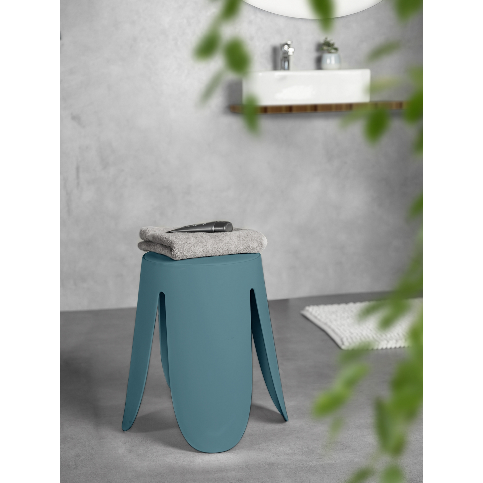 Badhocker 'Comiso' Kunststoff petrol matt Ø 44 x 46 cm