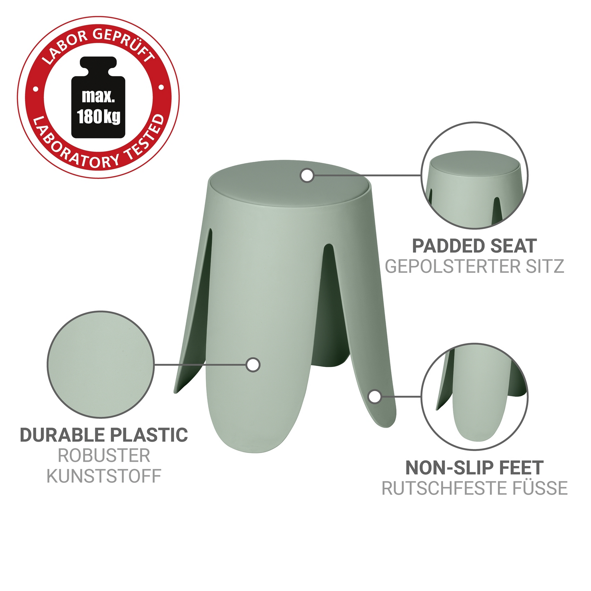 Badhocker 'Comiso' Kunststoff lindgrün matt Ø 44 x 46 cm