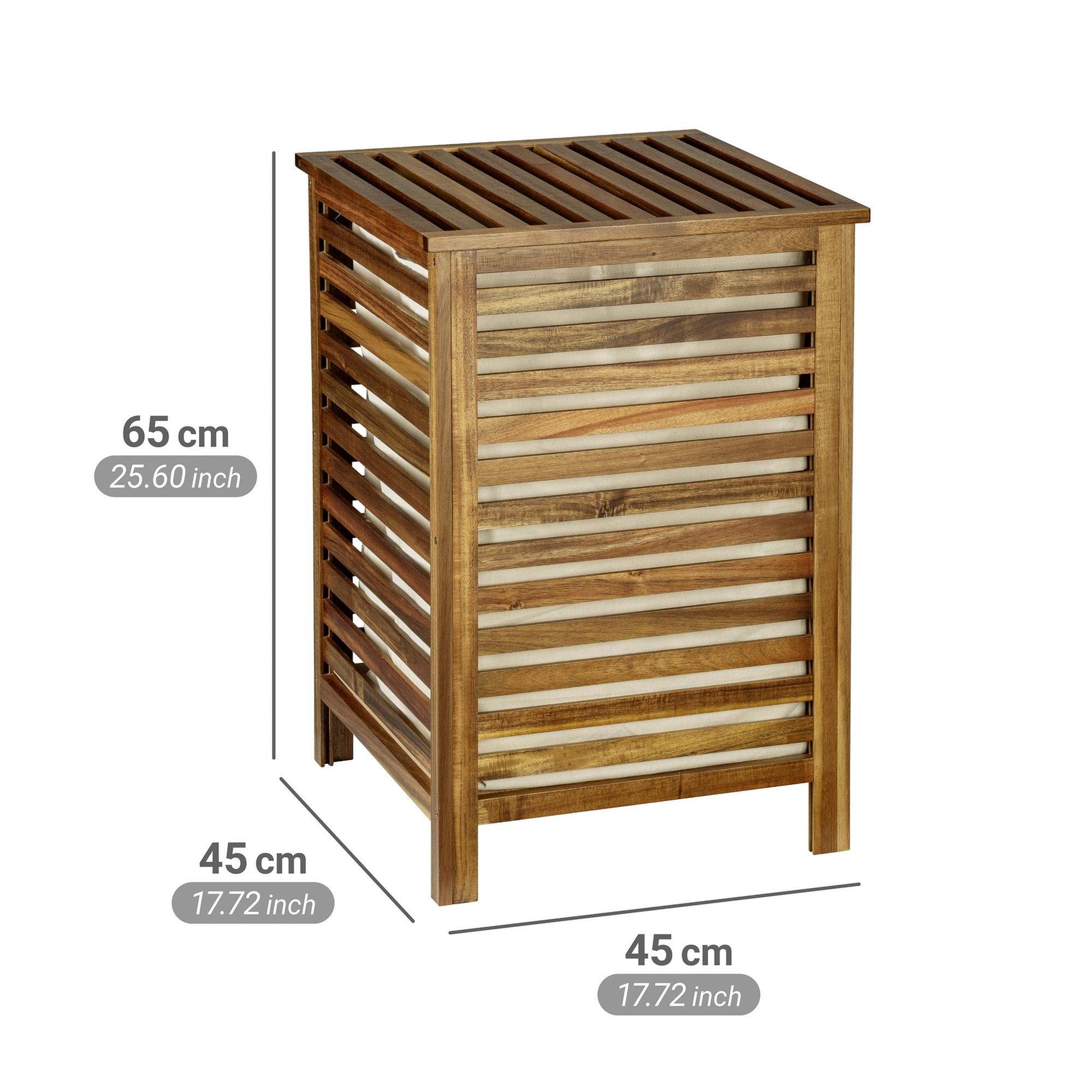 Wäschetruhe 'Fondi' Akazienholz 45 x 65 x 45 cm