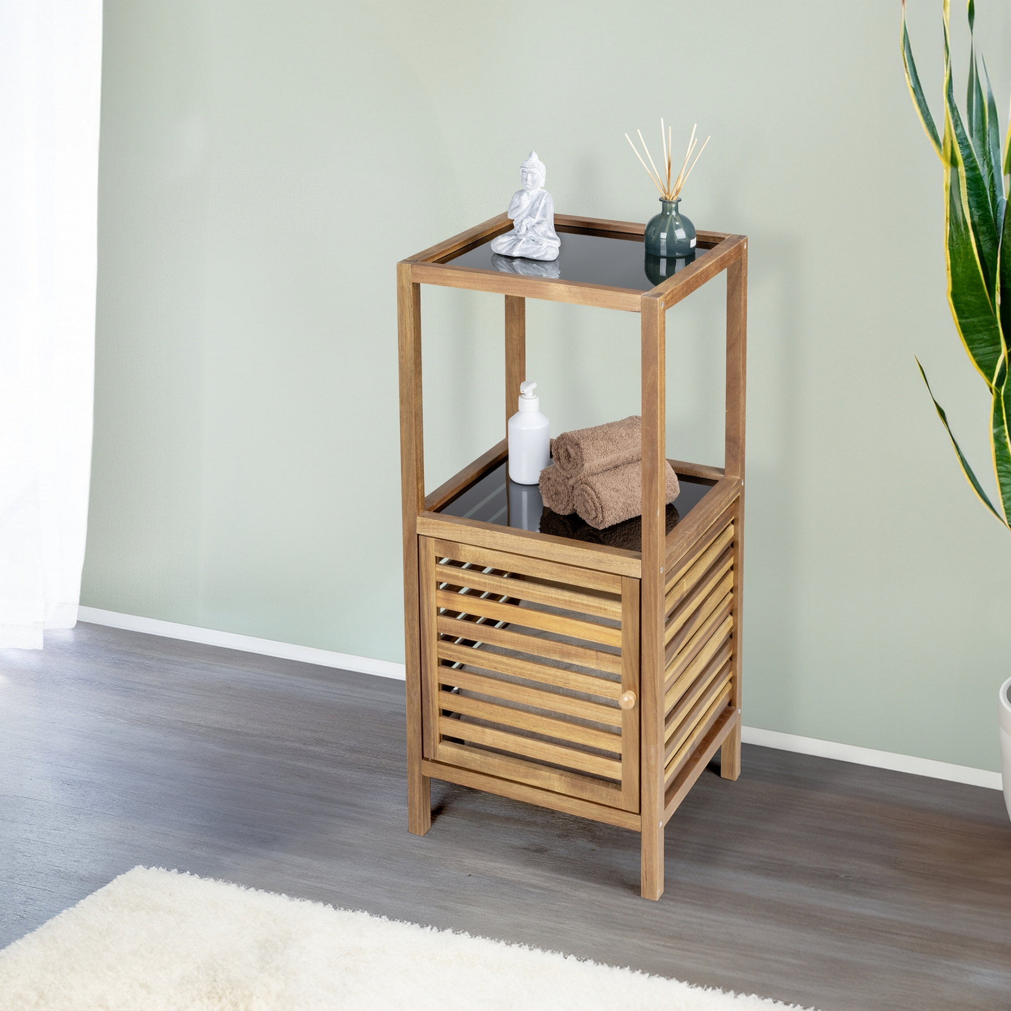 Badregal 'Fondi' Akazienholz braun 39,5 x 86 x 35,5 cm