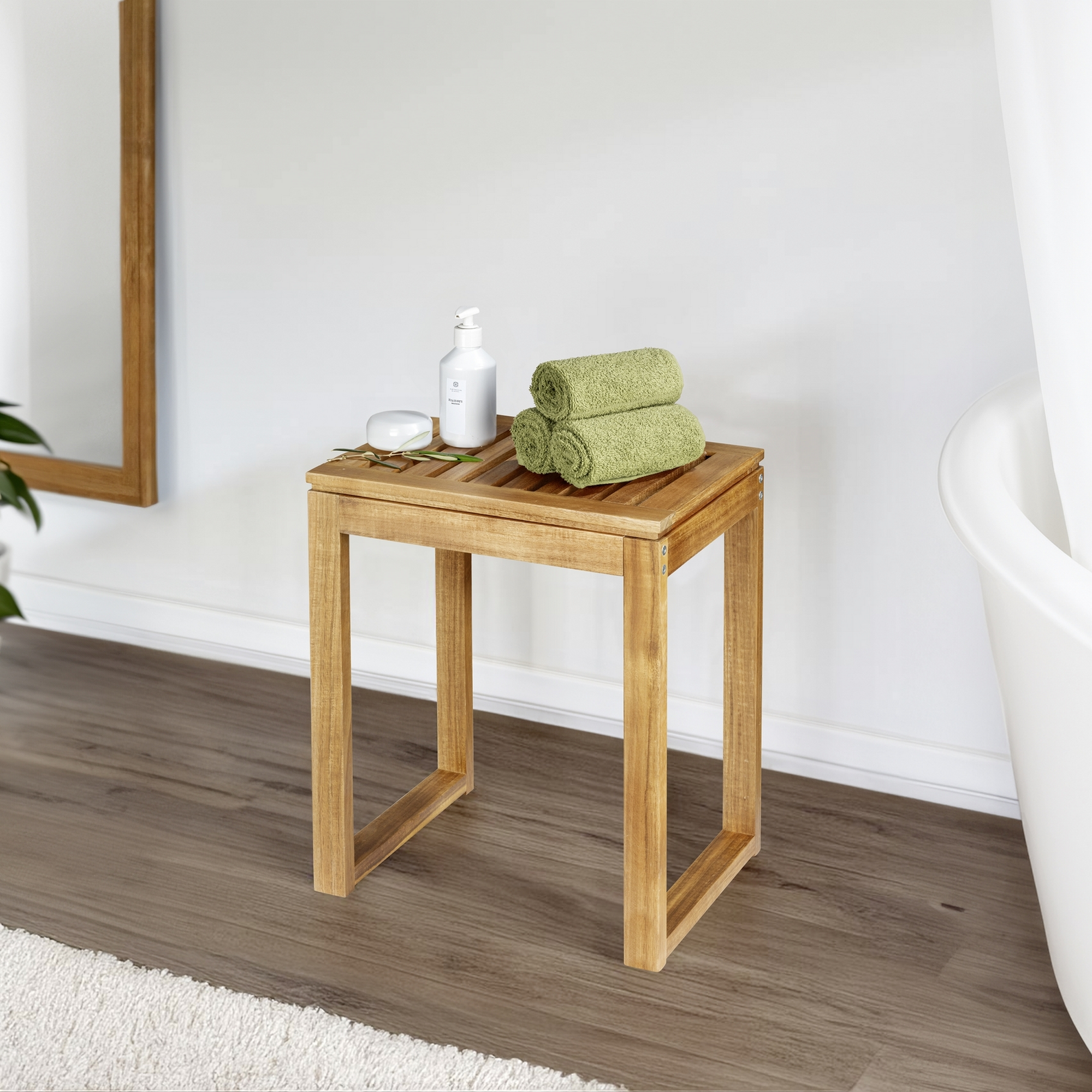 Badhocker 'Fondi' Akazienholz braun 40 x 46 x 30 cm