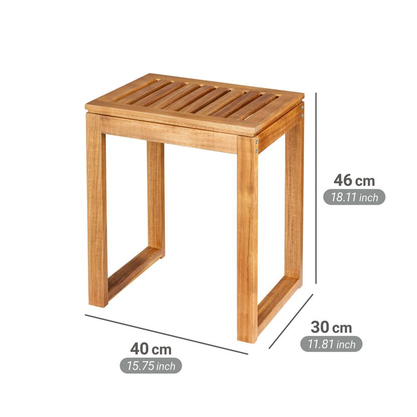 Badhocker 'Fondi' Akazienholz braun 40 x 46 x 30 cm