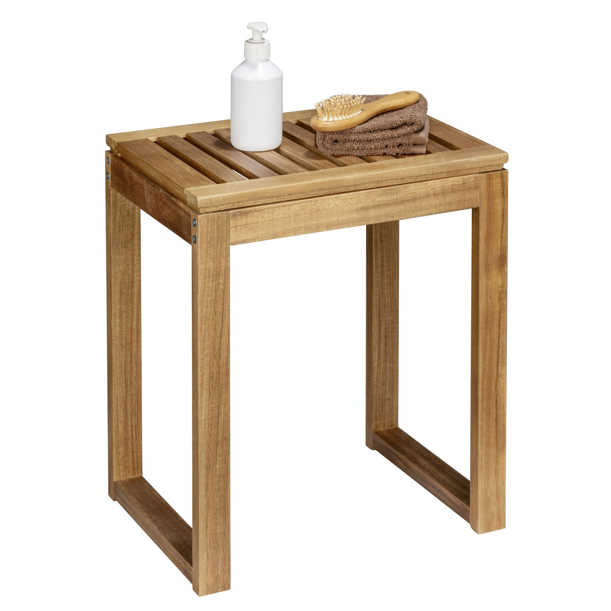 Badhocker 'Fondi' Akazienholz braun 40 x 46 x 30 cm