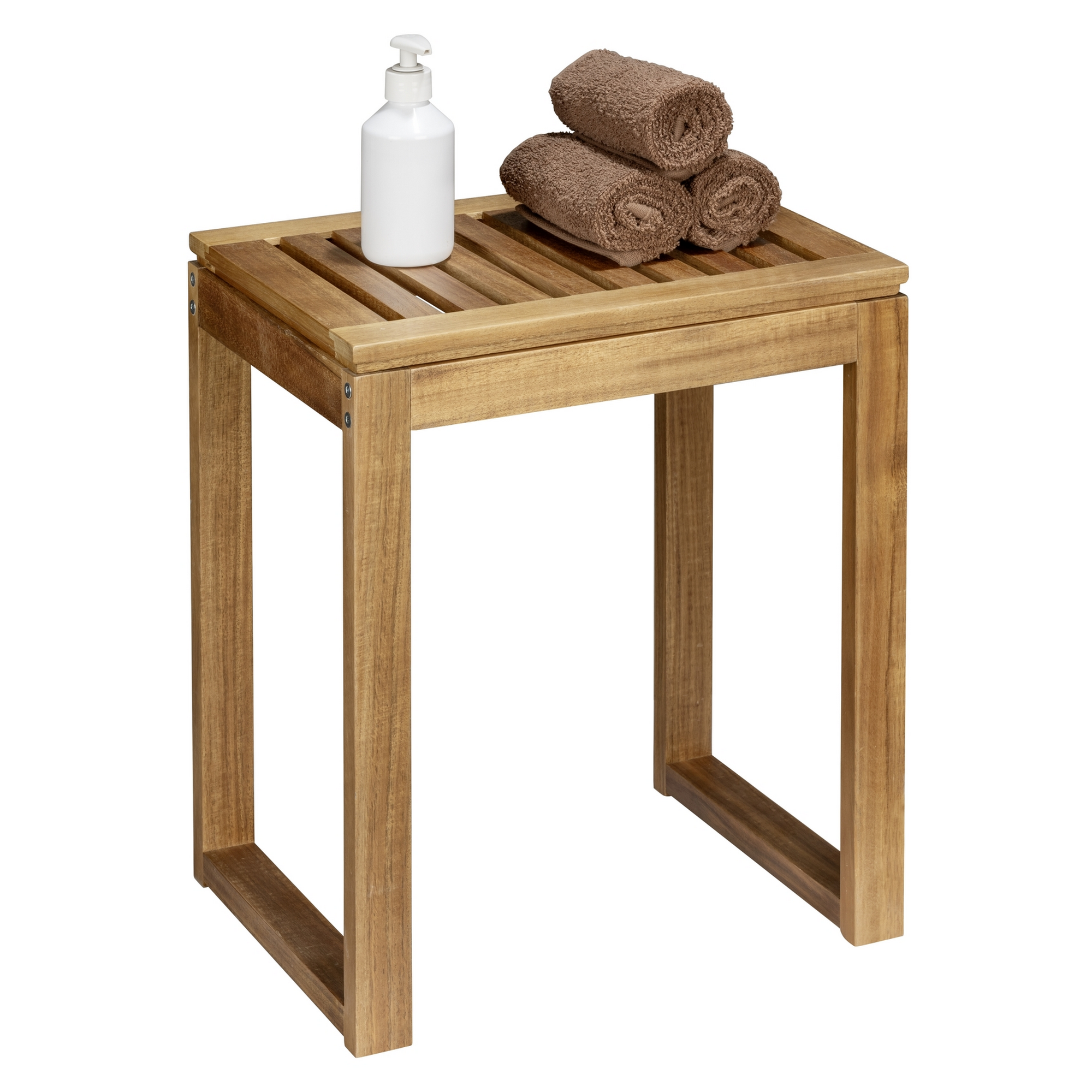 Badhocker 'Fondi' Akazienholz braun 40 x 46 x 30 cm