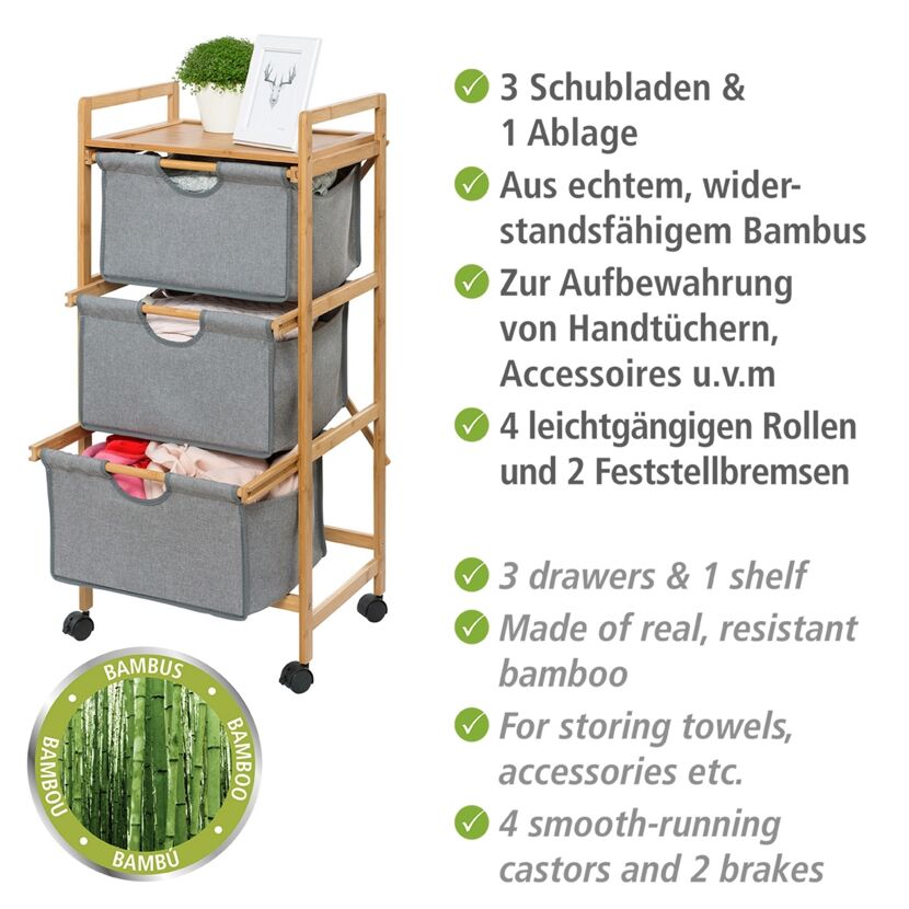 Rollwagen 'Bahari' Polyester braun, grau 44 x 96 x 34 cm