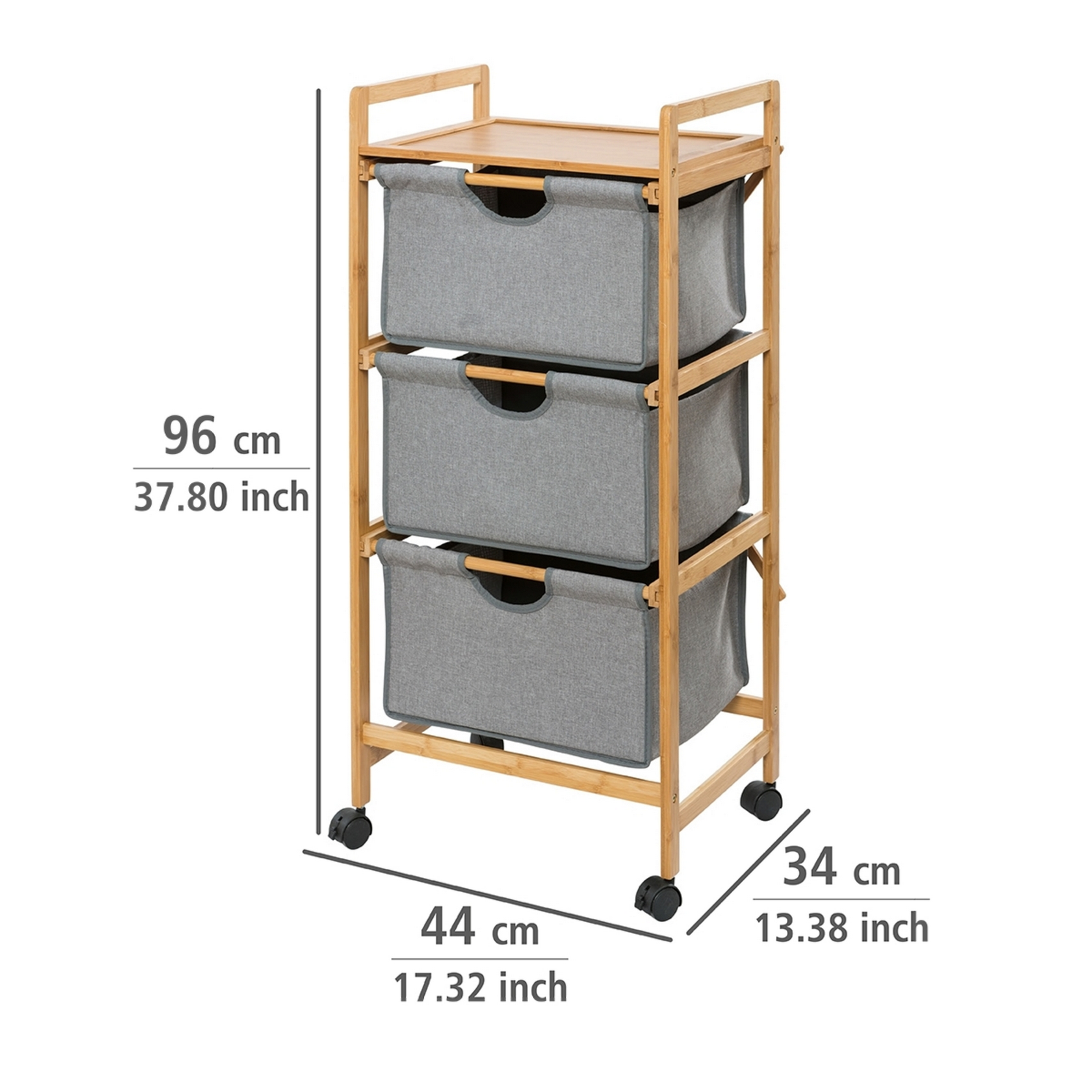 Rollwagen 'Bahari' Polyester braun, grau 44 x 96 x 34 cm