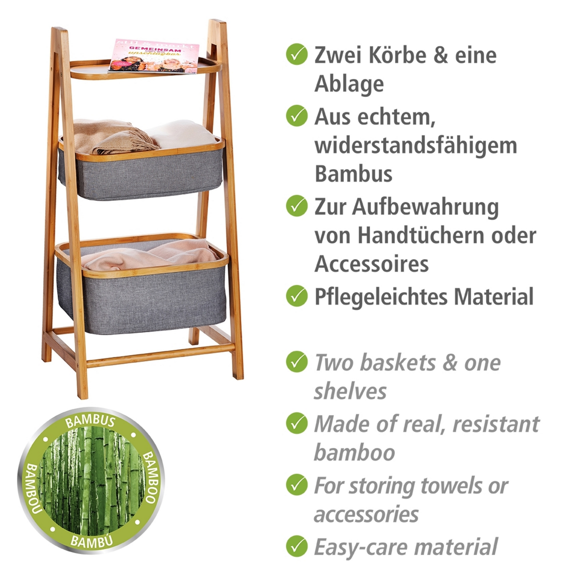 Regal 'Bahari' Polyester braun, grau 44 x 91 x 34 cm