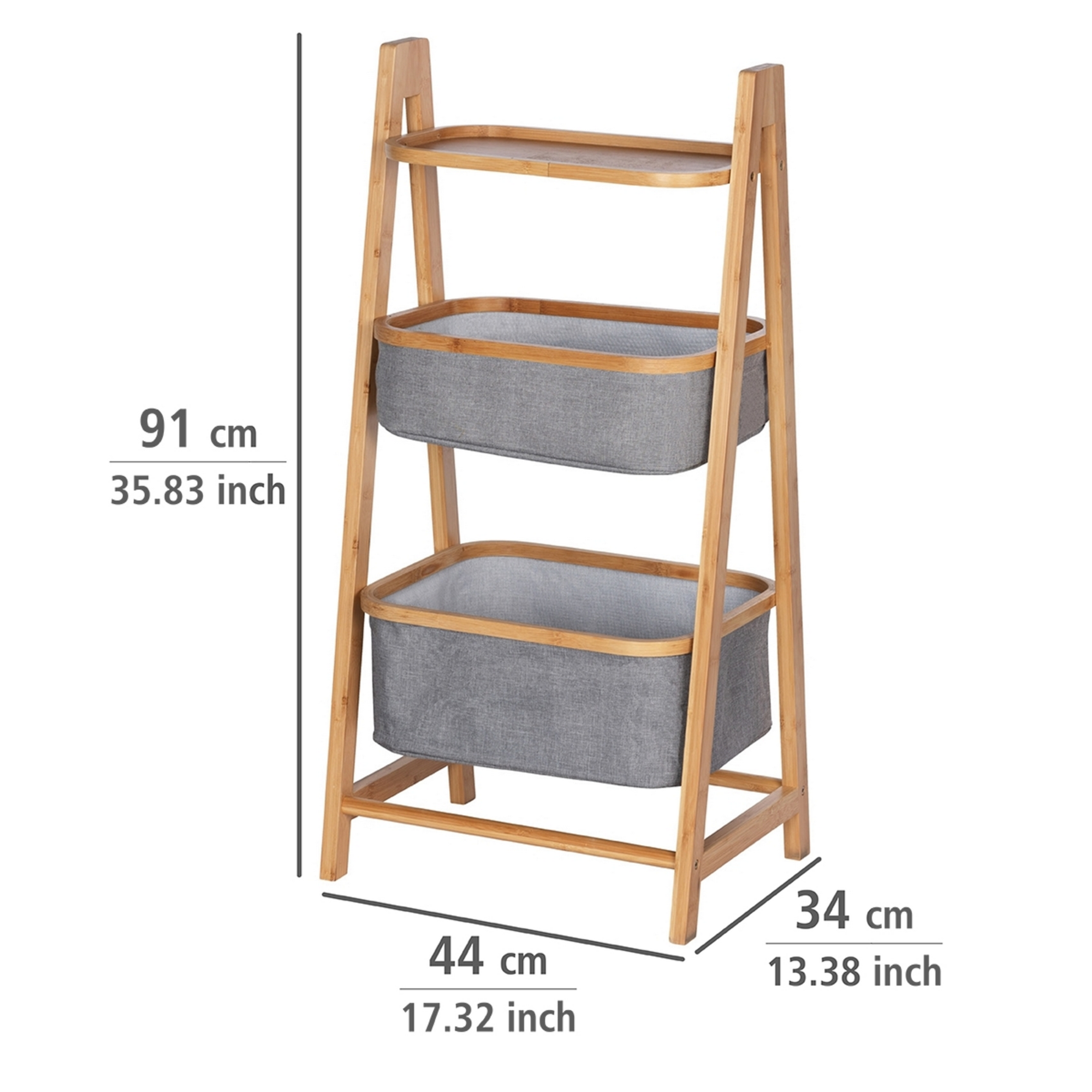Regal 'Bahari' Polyester braun, grau 44 x 91 x 34 cm