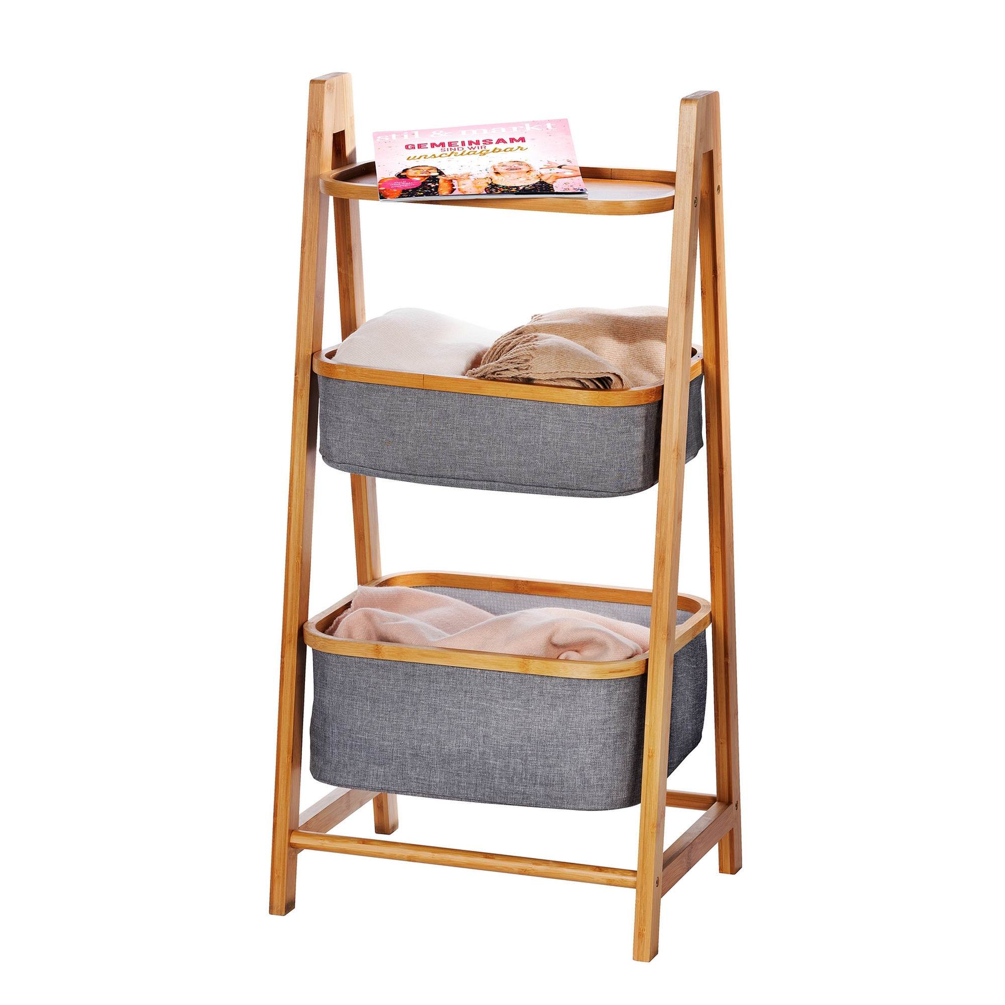 Regal 'Bahari' Polyester braun, grau 44 x 91 x 34 cm