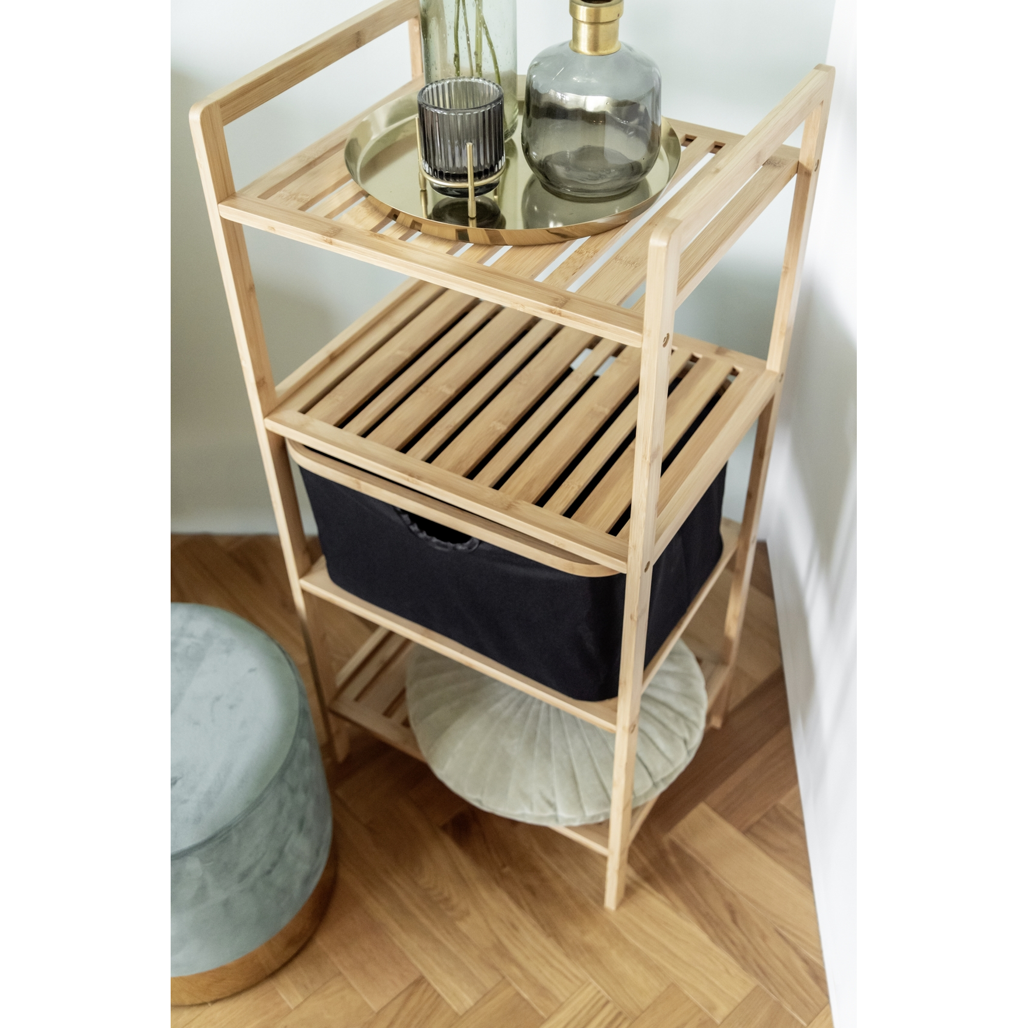 Regal 'Ecori' Polyester braun, schwarz 44 x 93,5 x 33 cm