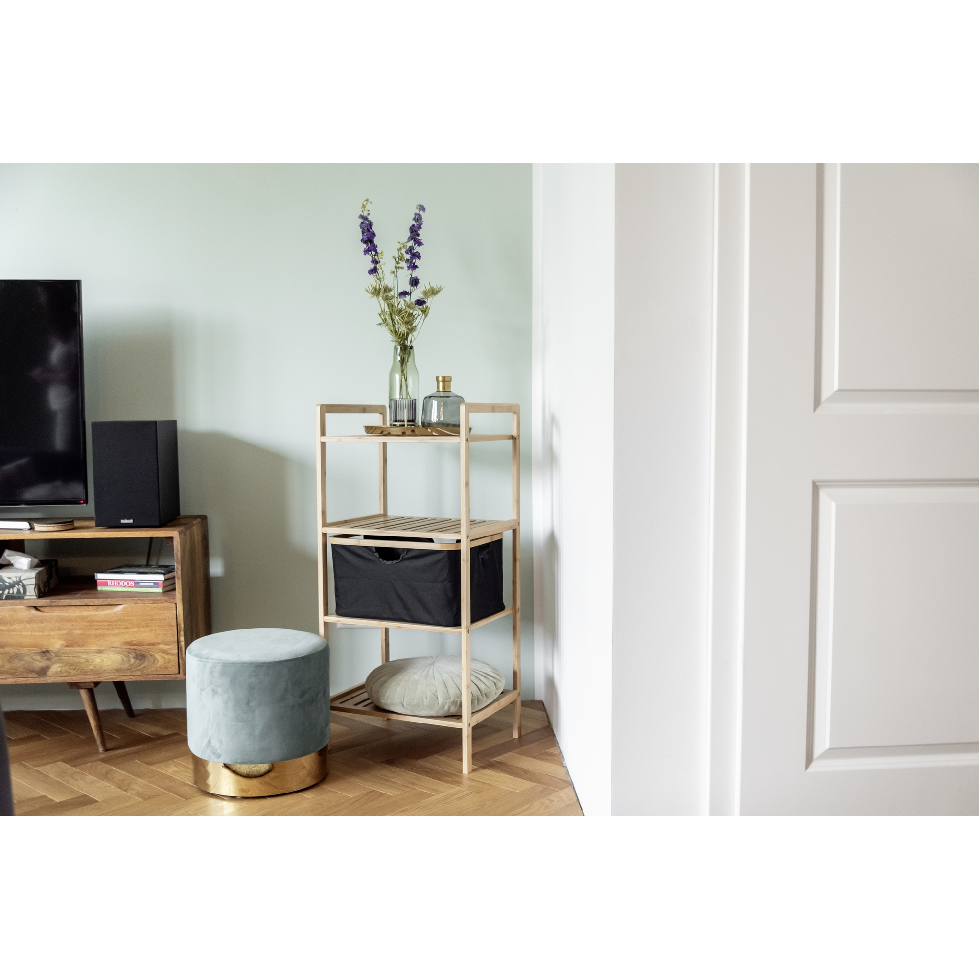 Regal 'Ecori' Polyester braun, schwarz 44 x 93,5 x 33 cm