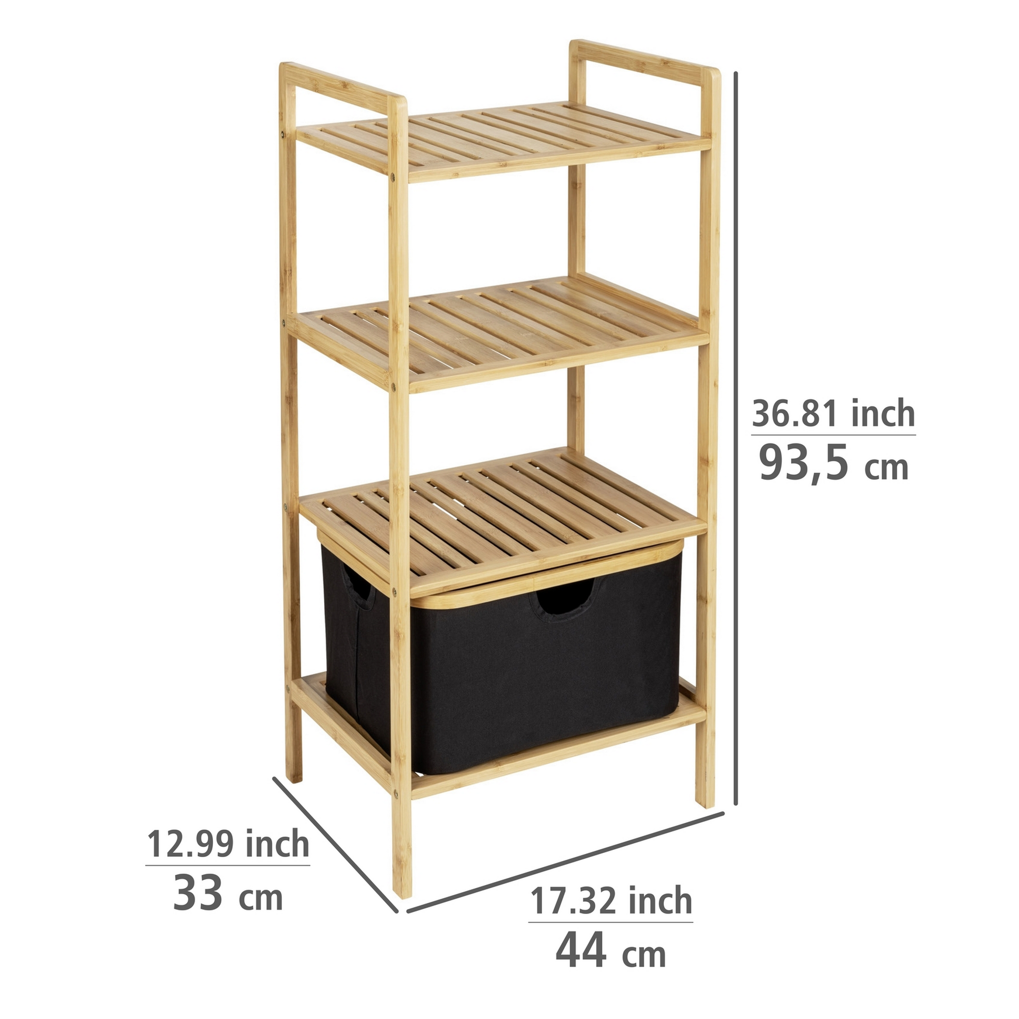 Regal 'Ecori' Polyester braun, schwarz 44 x 93,5 x 33 cm