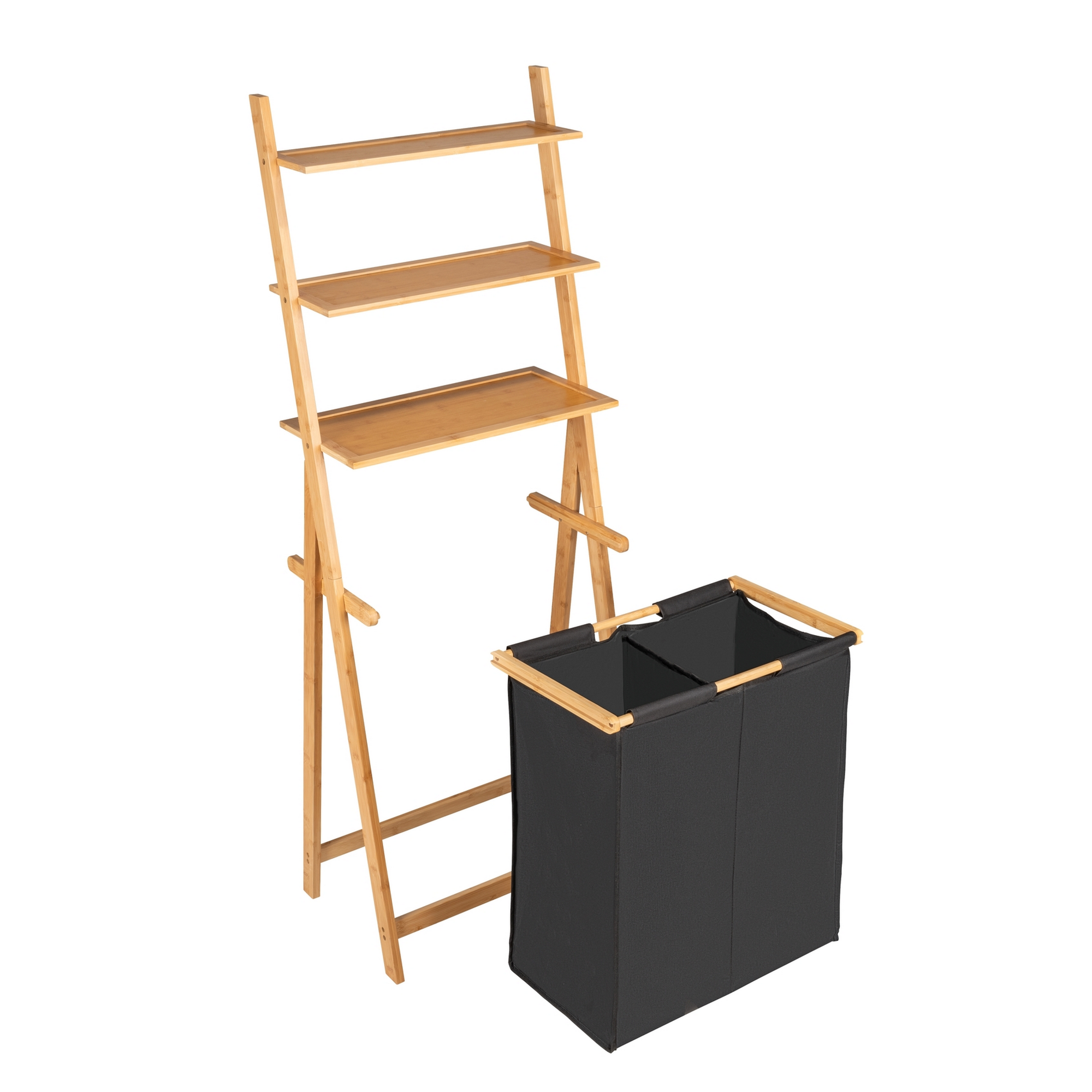 Leiterregal mit Wäschesammler 'Ecori' 57 x 152 x 36 cm