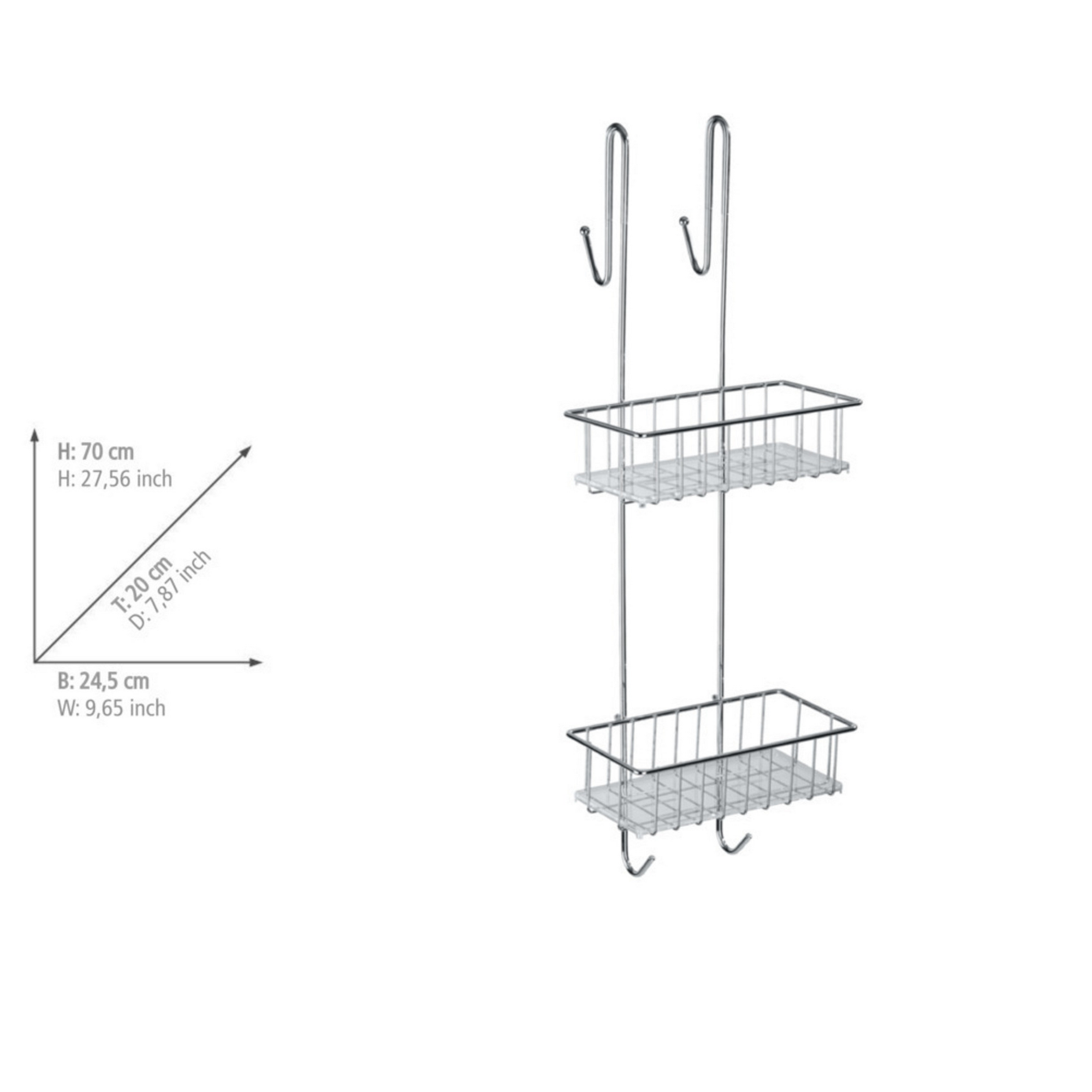 Duschregal 'Aldo' Edelstahl glänzend 24,5 x 70 x 20 cm
